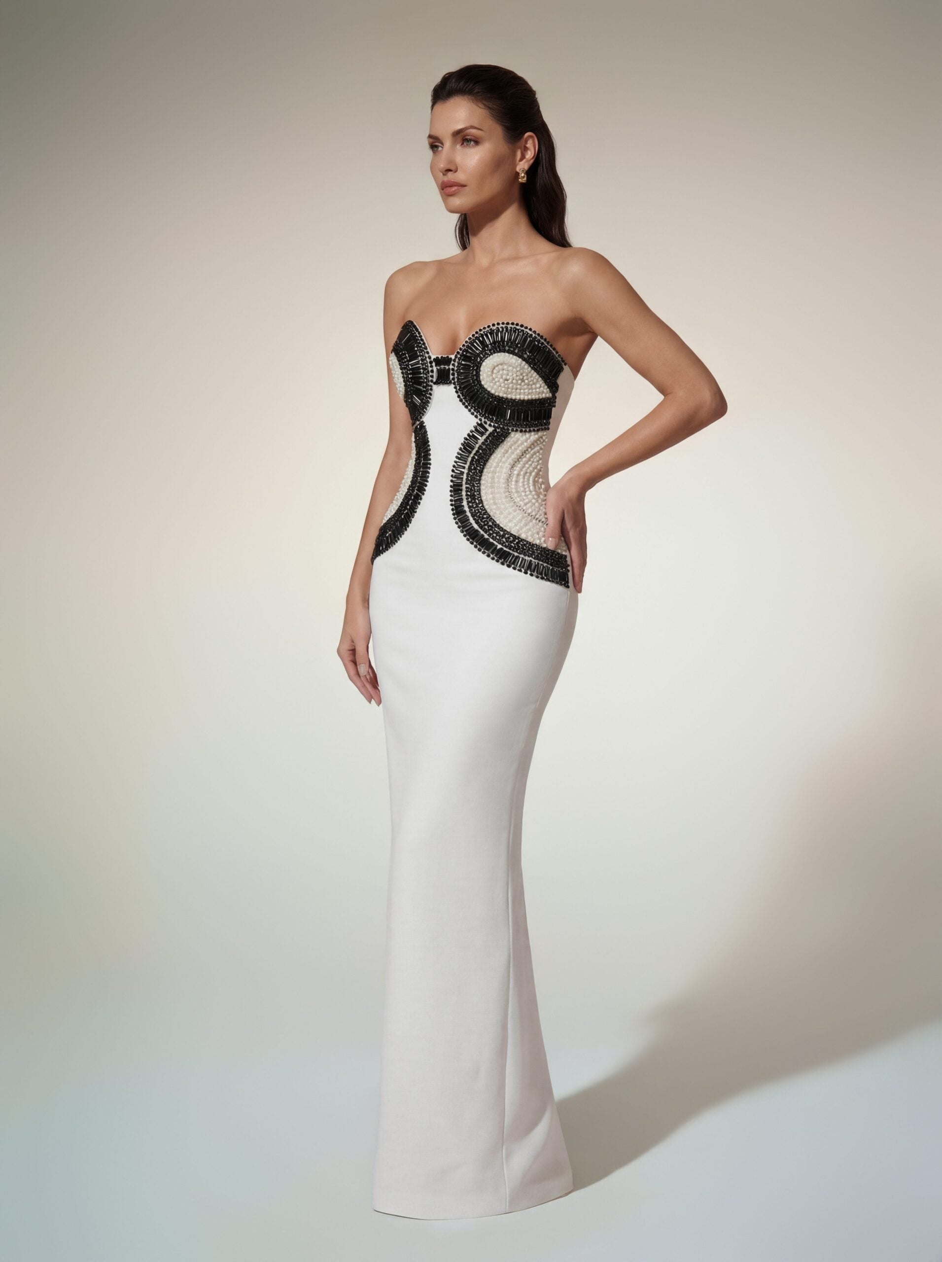 Bozica Strapless Rhinestone Maxi Dress