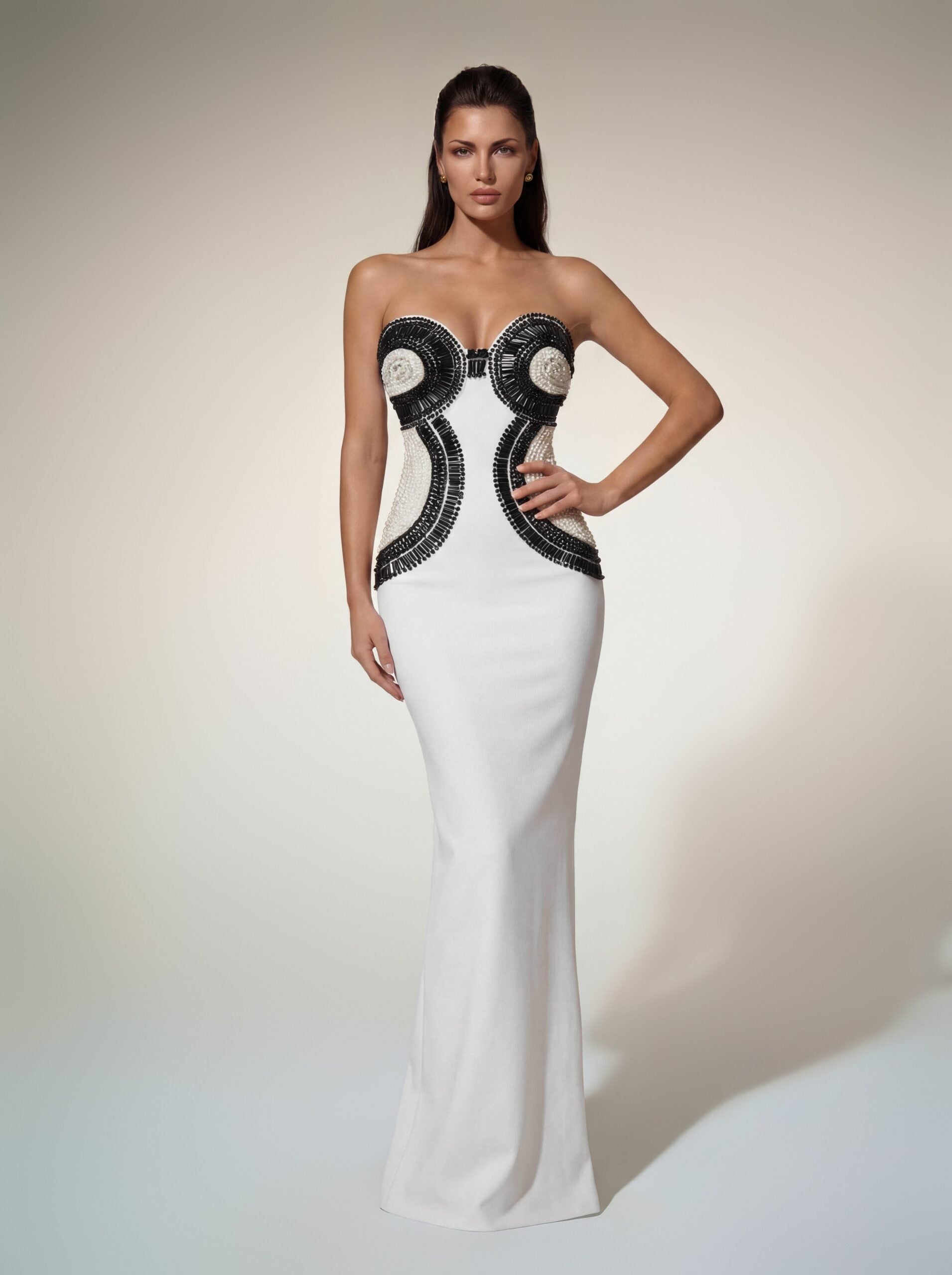 Bozica Strapless Rhinestone Maxi Dress