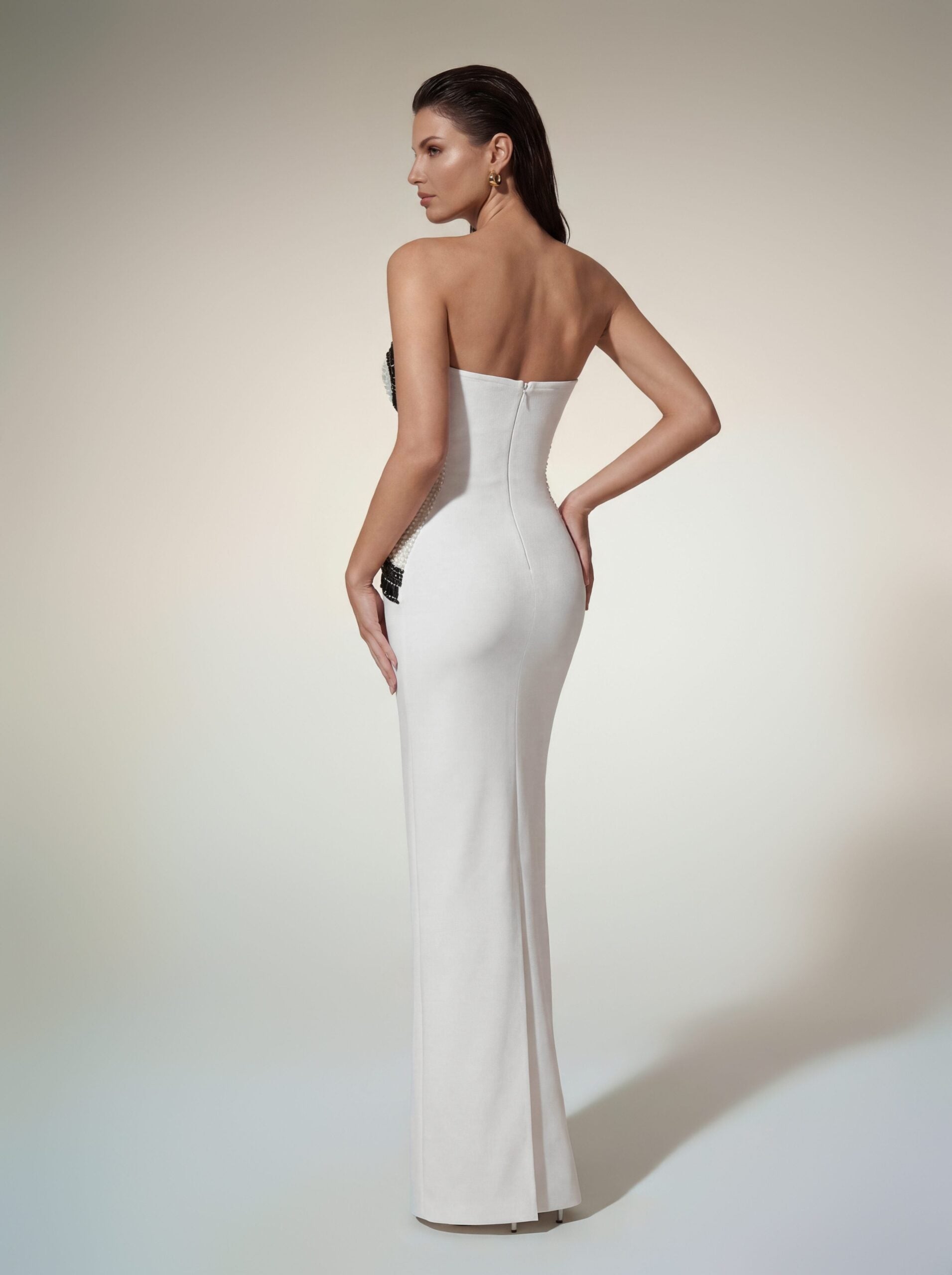 Bozica Strapless Rhinestone Maxi Dress