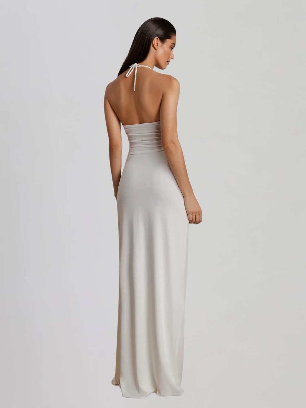 Branor Halterneck Ruched Maxi Dress