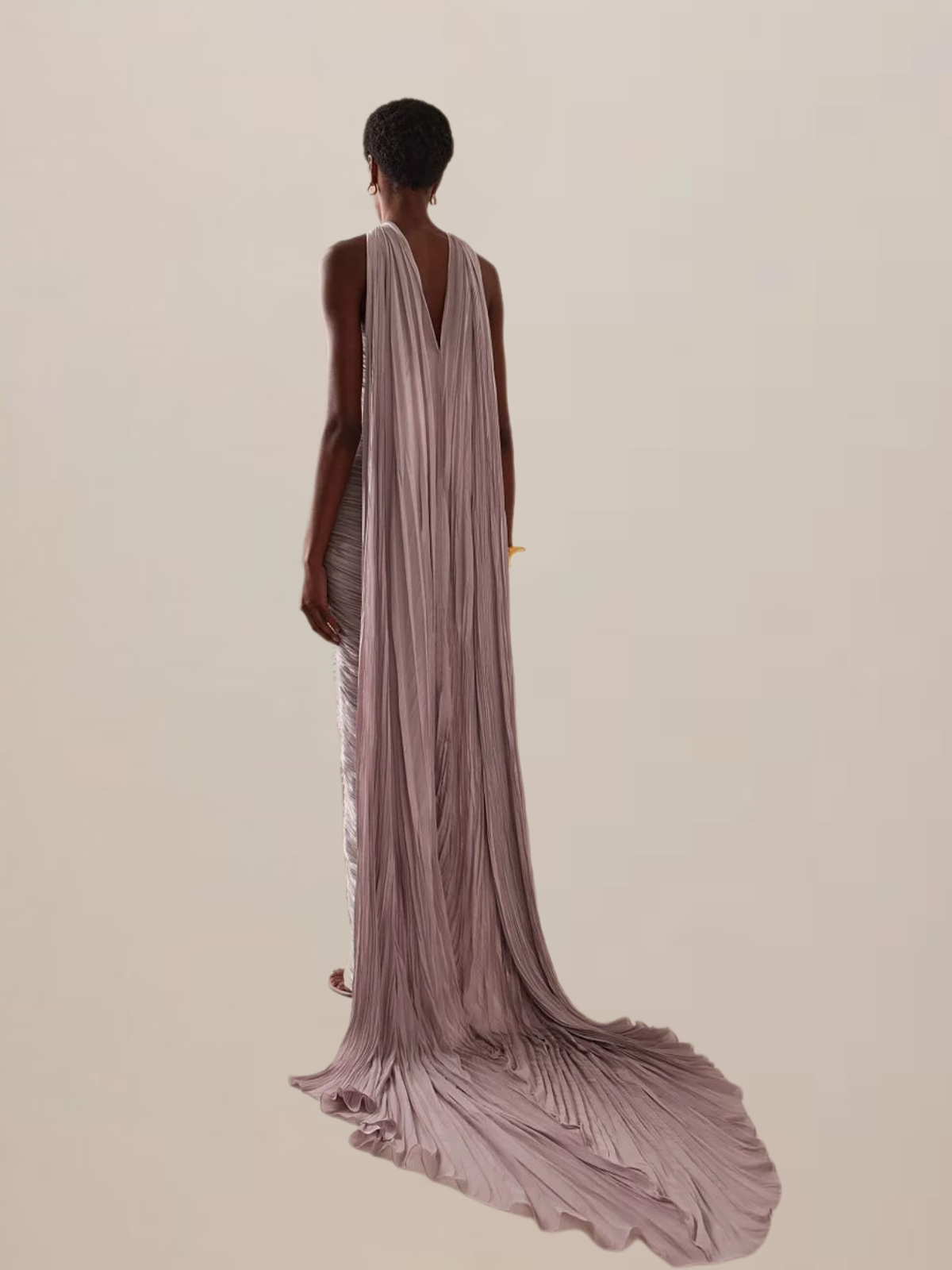 Bravexia Cape Ruched Maxi Dress