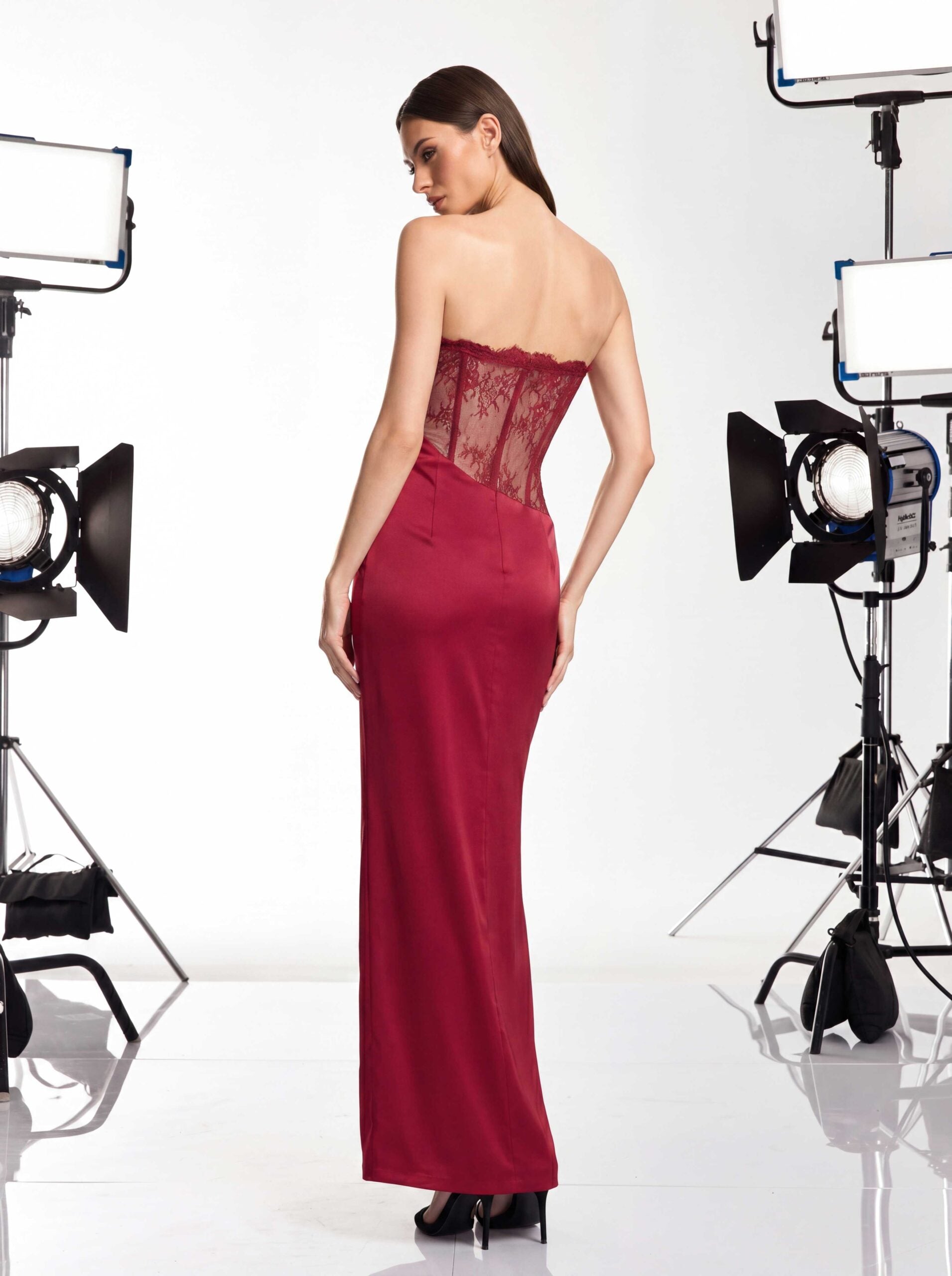 Brexian Strapless Corset Split Maxi Dress