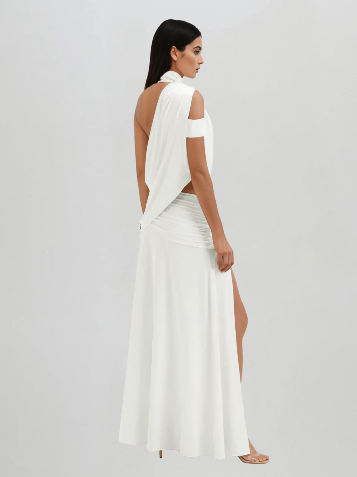 Catenanex Halterneck Draped Split Maxi Dress
