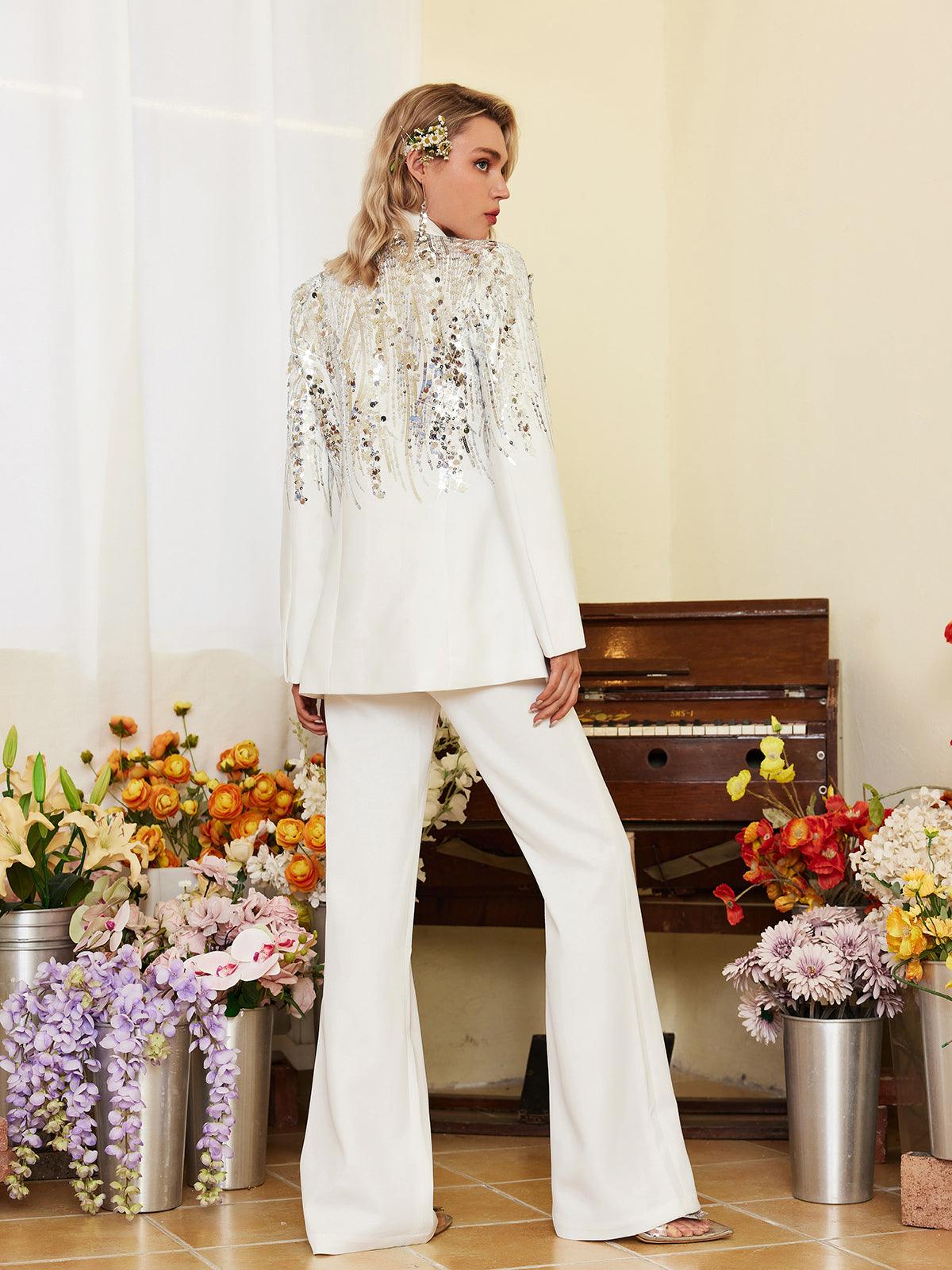 Cato Sequin Embellished Blazer Set