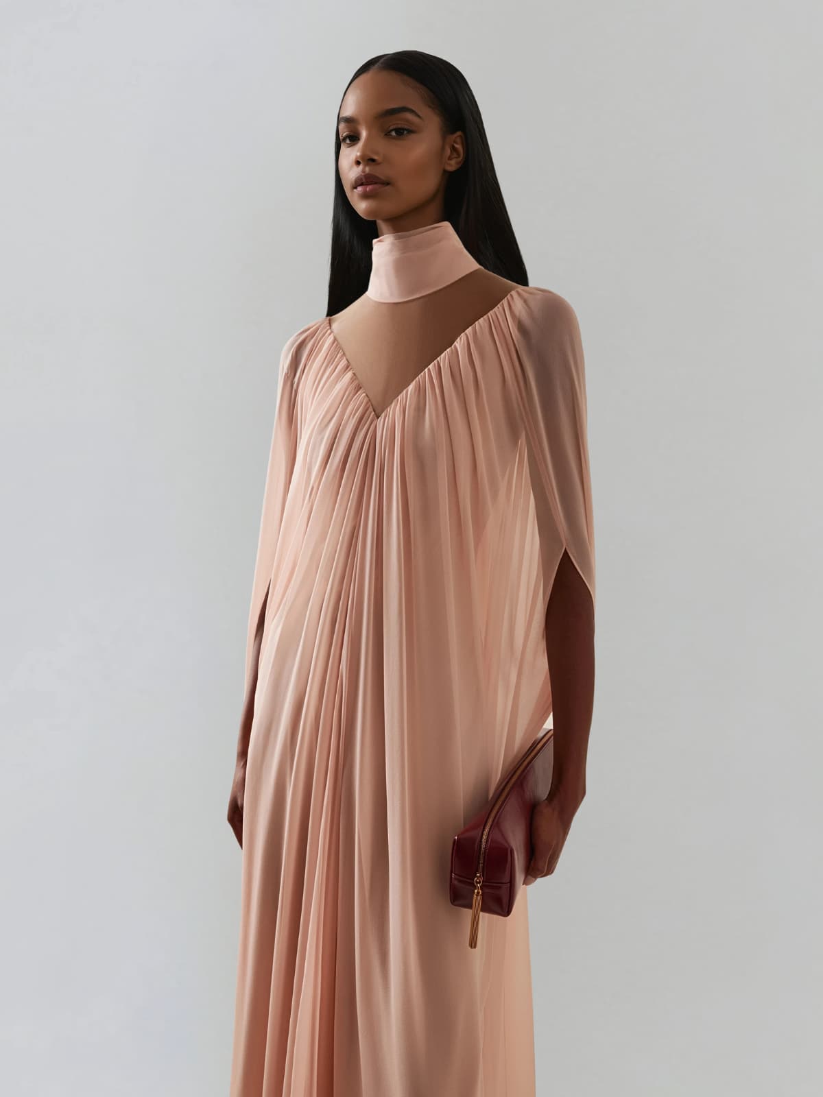Cavoryx V Neck Cape Maxi Dress