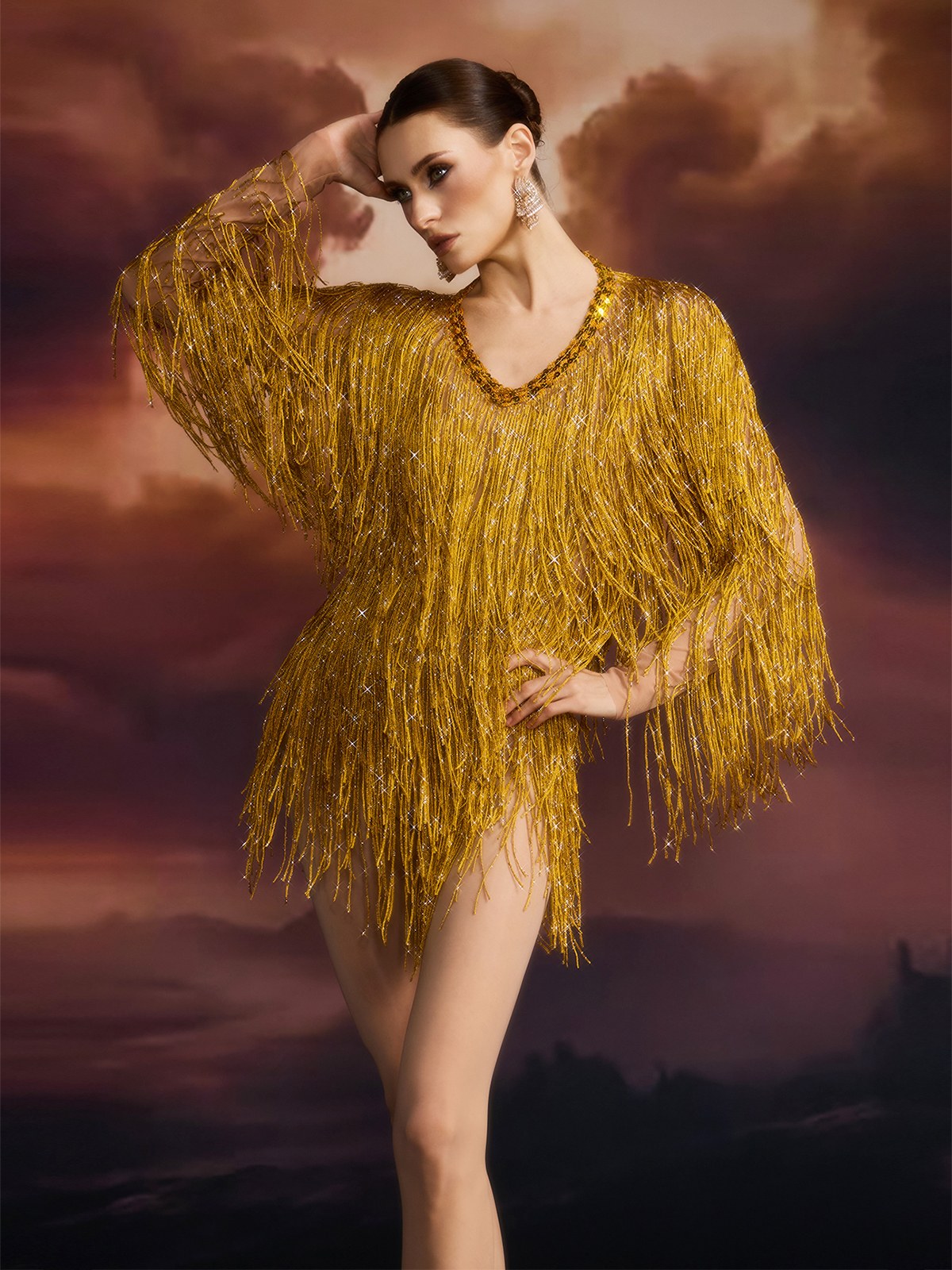 Cerena Fringe Sequin Bodysuit