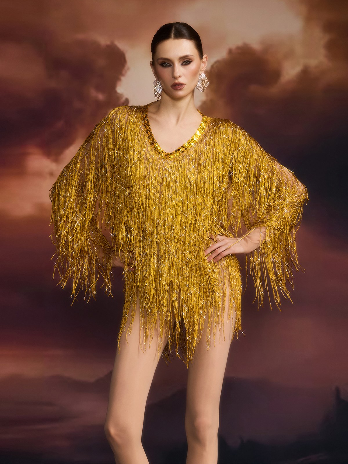 Cerena Fringe Sequin Bodysuit