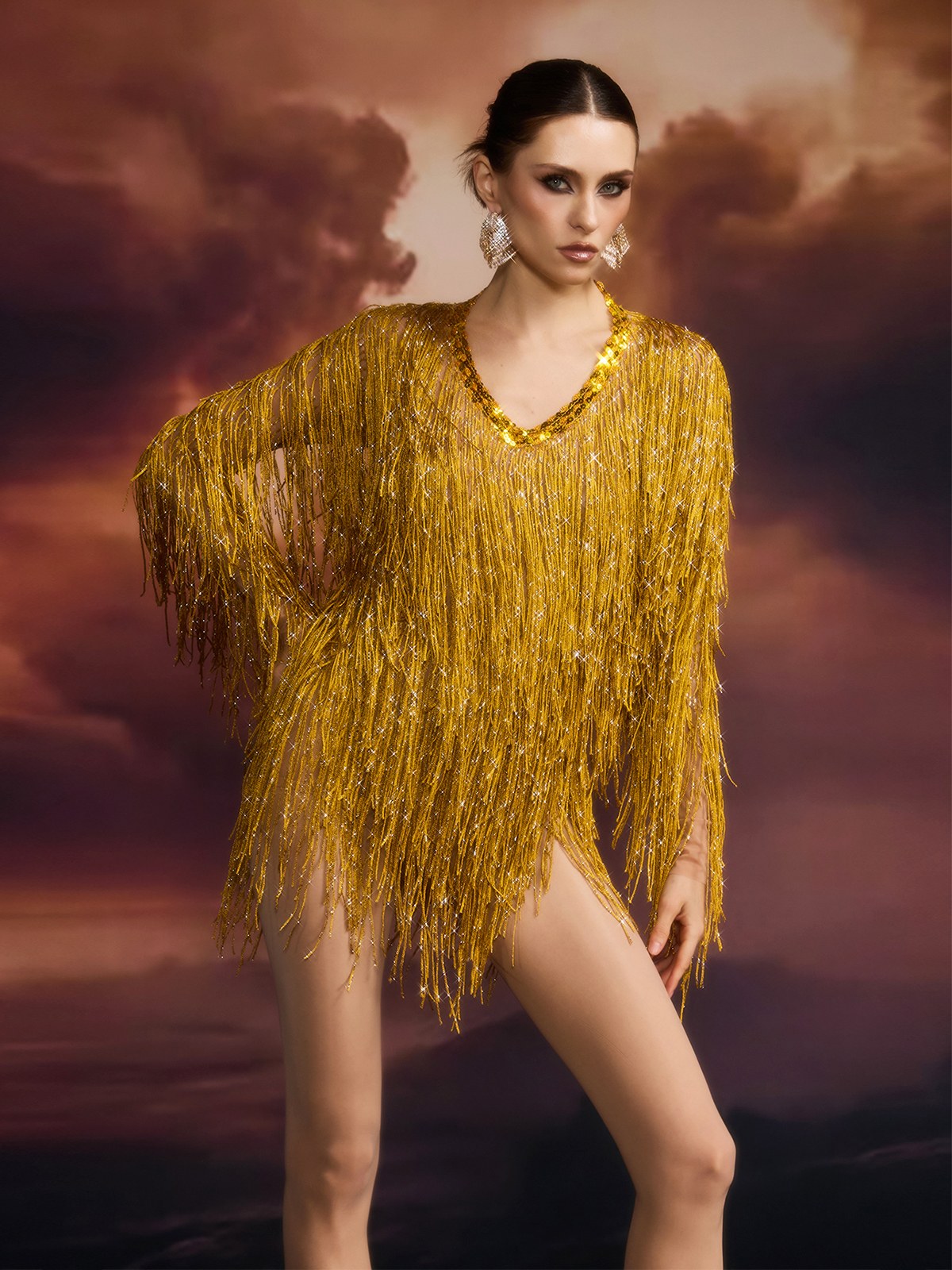 Cerena Fringe Sequin Bodysuit