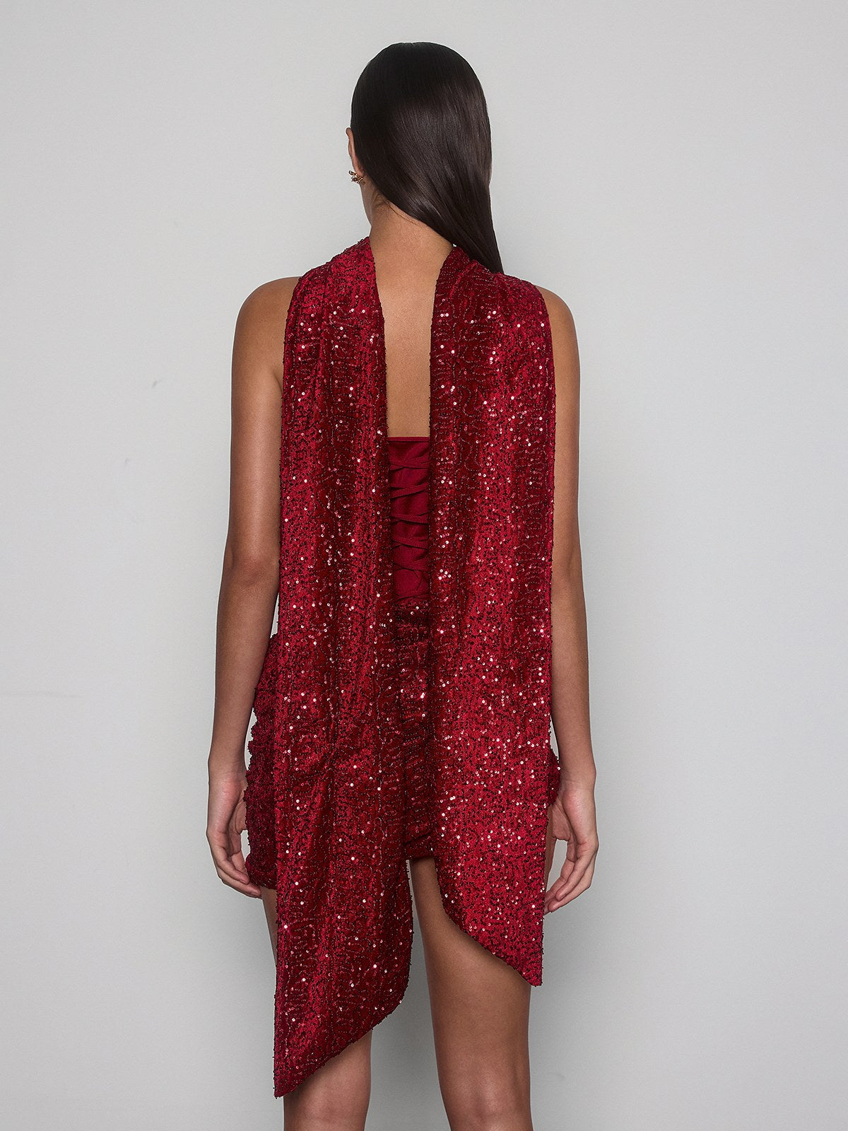 Cevorin Strapless Scarf Sequin Mini Dress