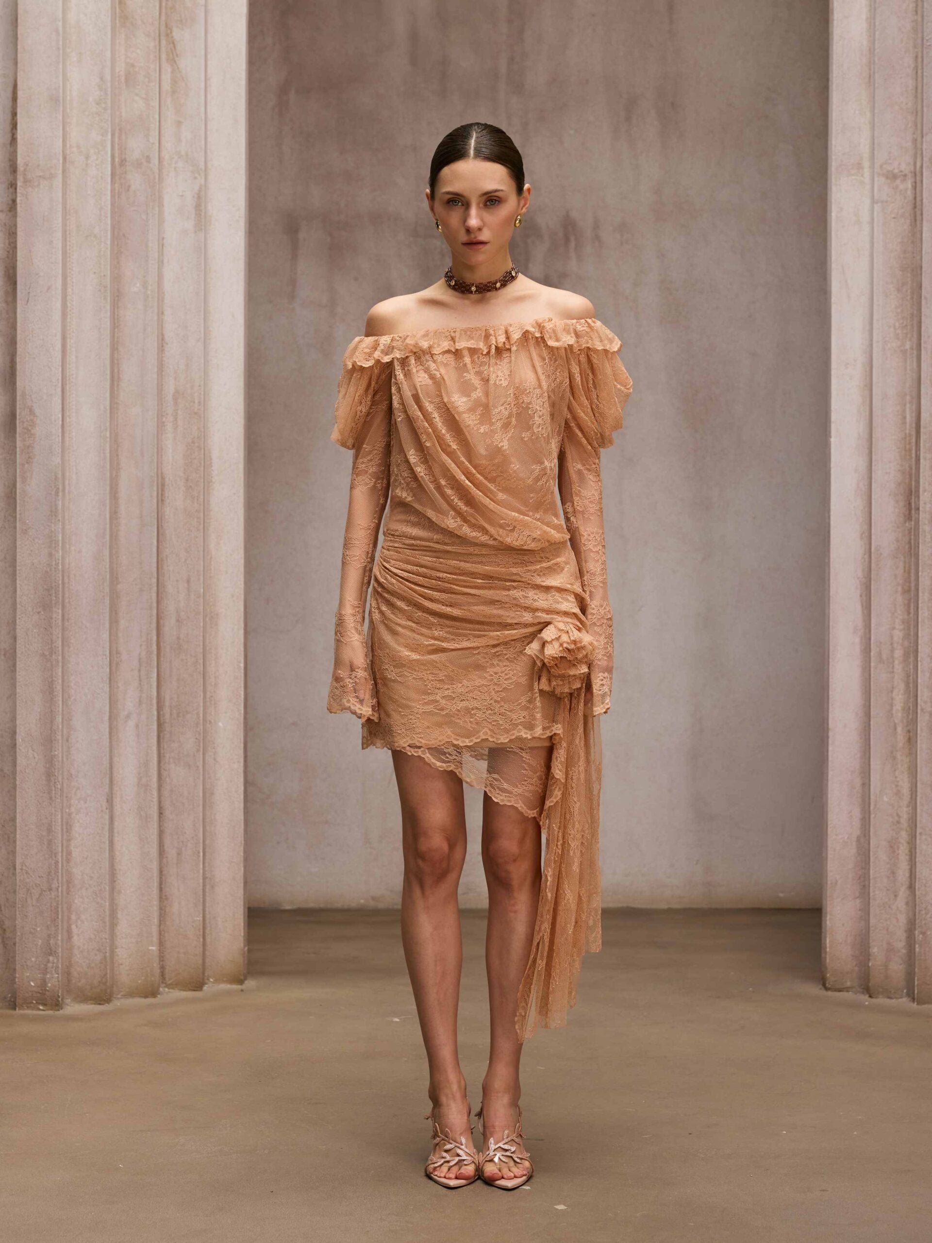 Chabela Lace Flower Mini Dress