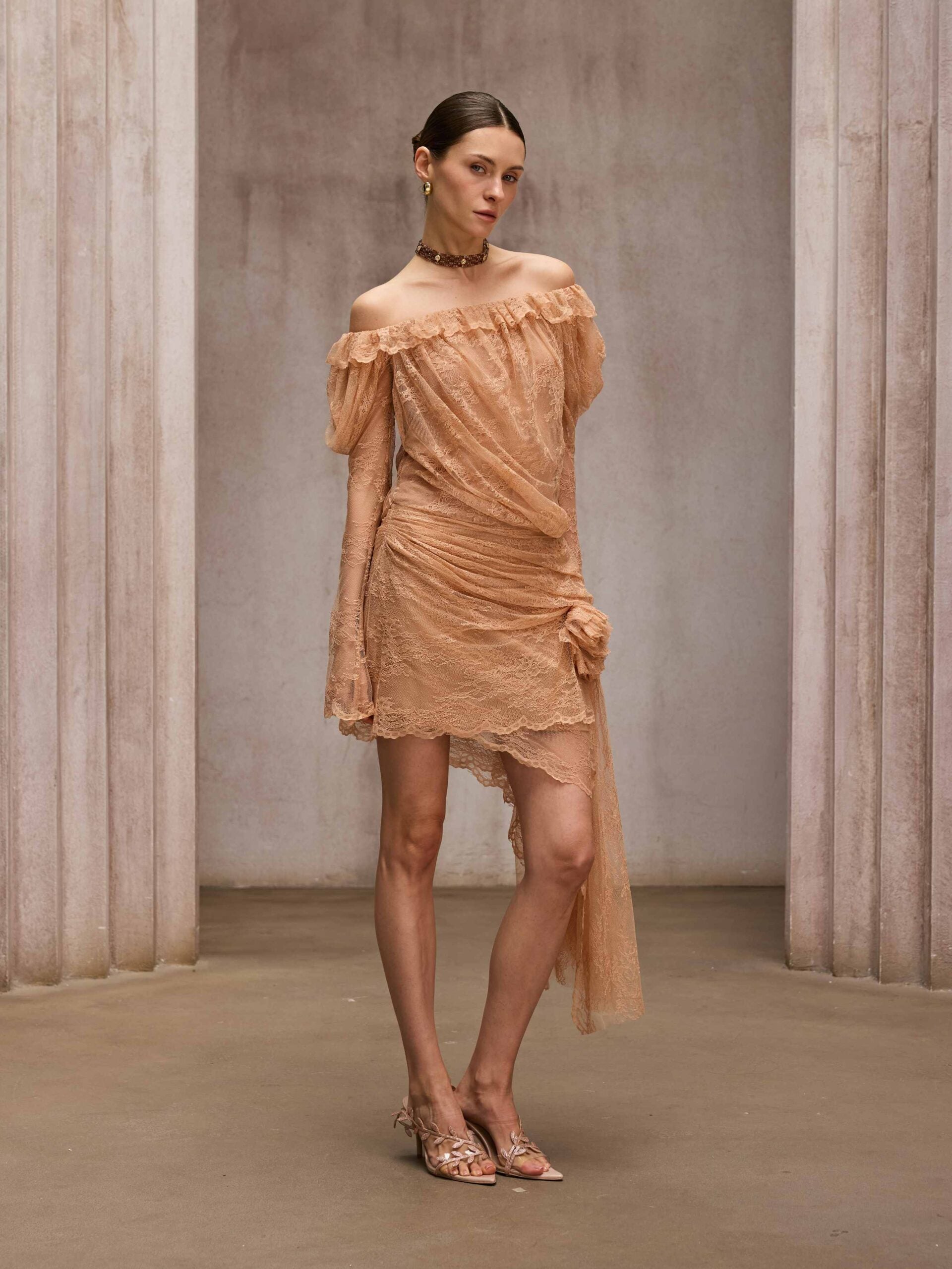 Chabela Lace Flower Mini Dress