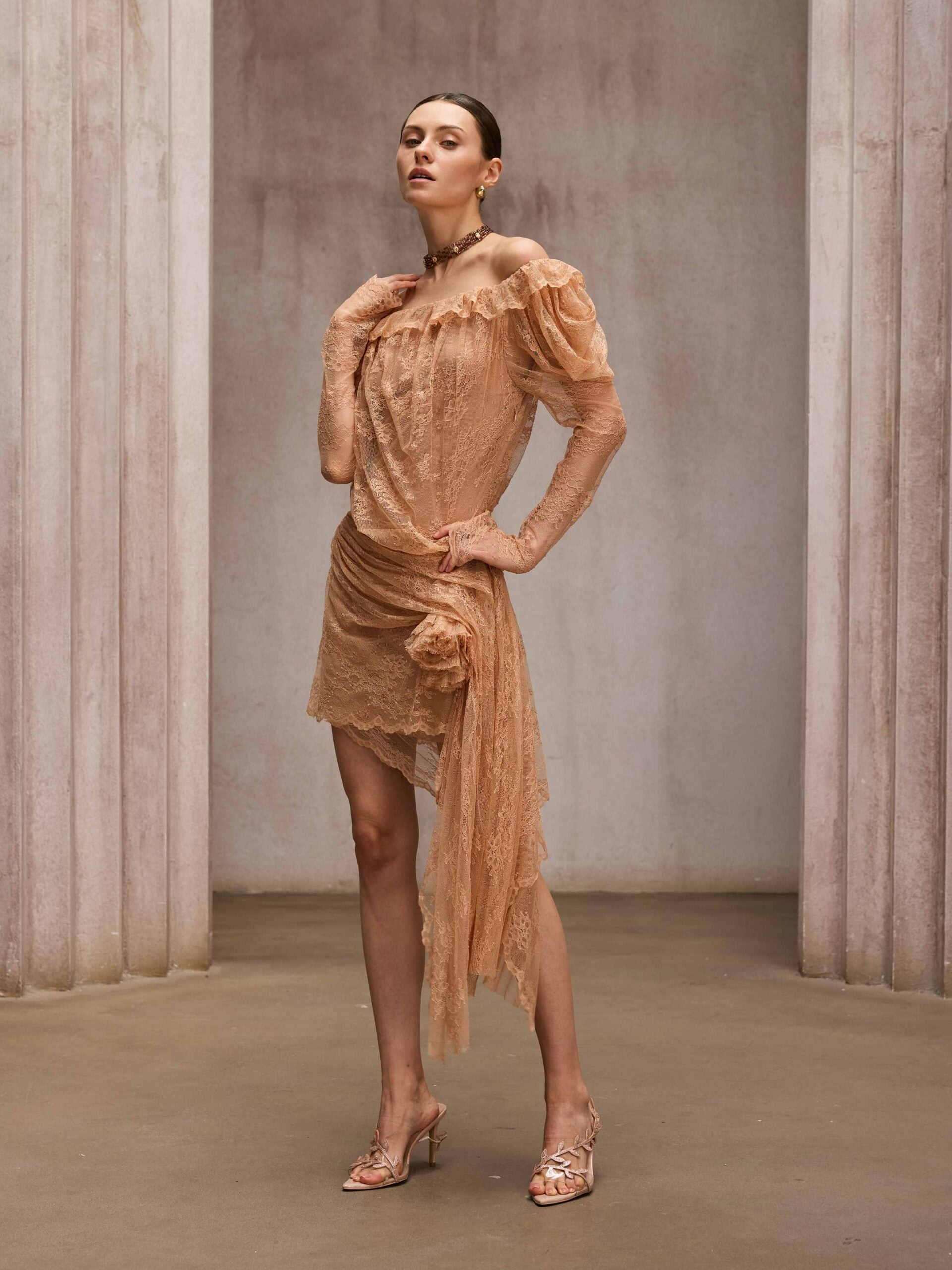 Chabela Lace Flower Mini Dress