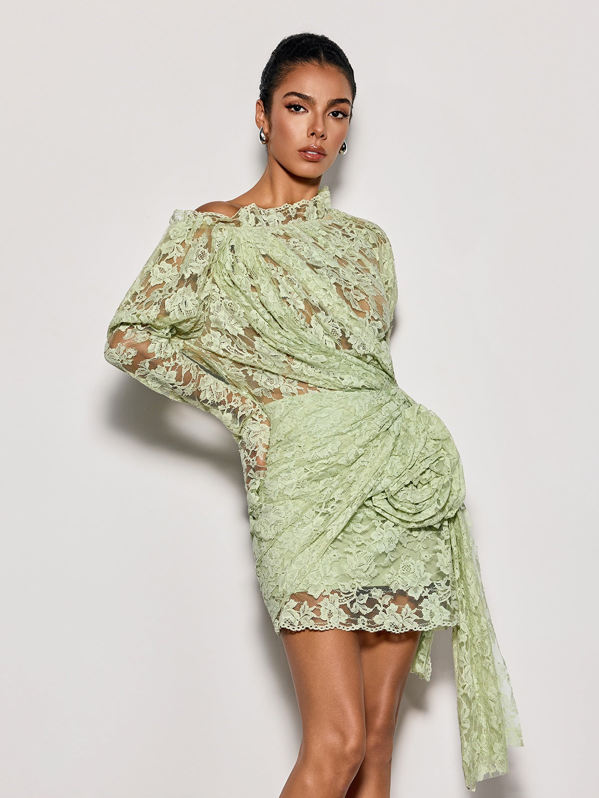 Chabela Lace Flower Mini Dress