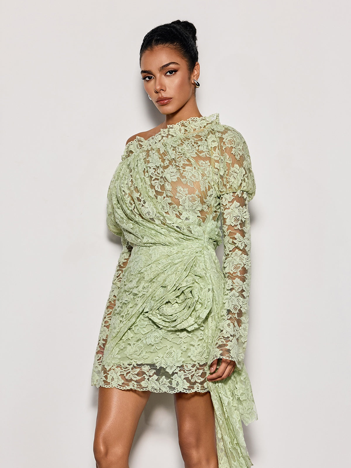 Chabela Lace Flower Mini Dress