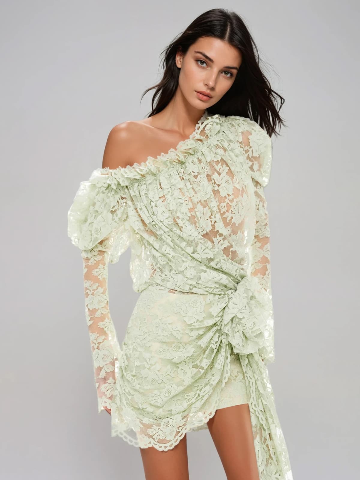 Chabela Lace Flower Mini Dress
