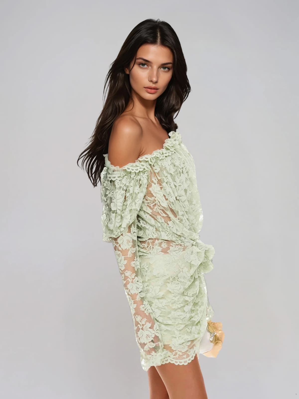 Chabela Lace Flower Mini Dress