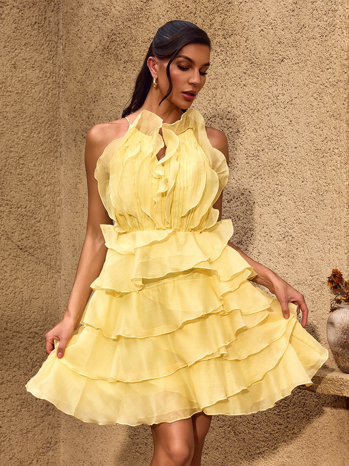 Charisse Sleeveless Ruffle Tiered Mini Dress