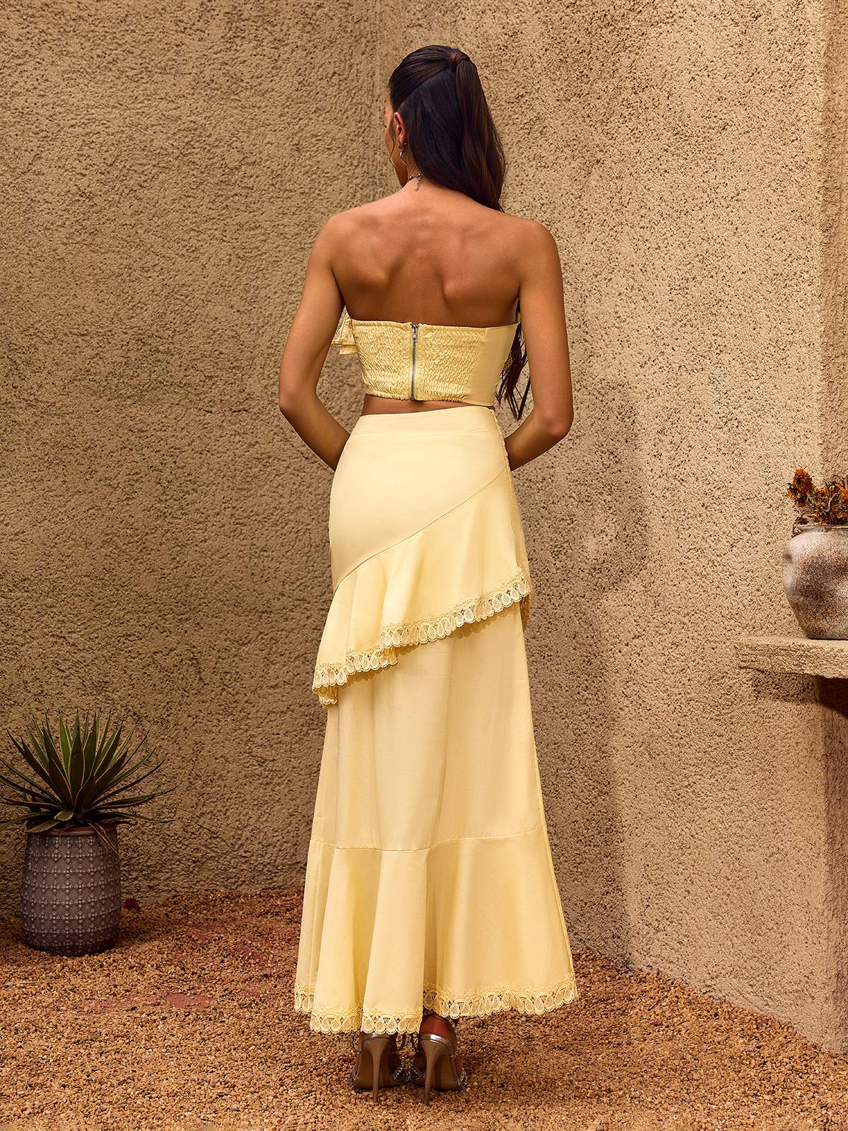 Charla Strapless Flower Skirt Set