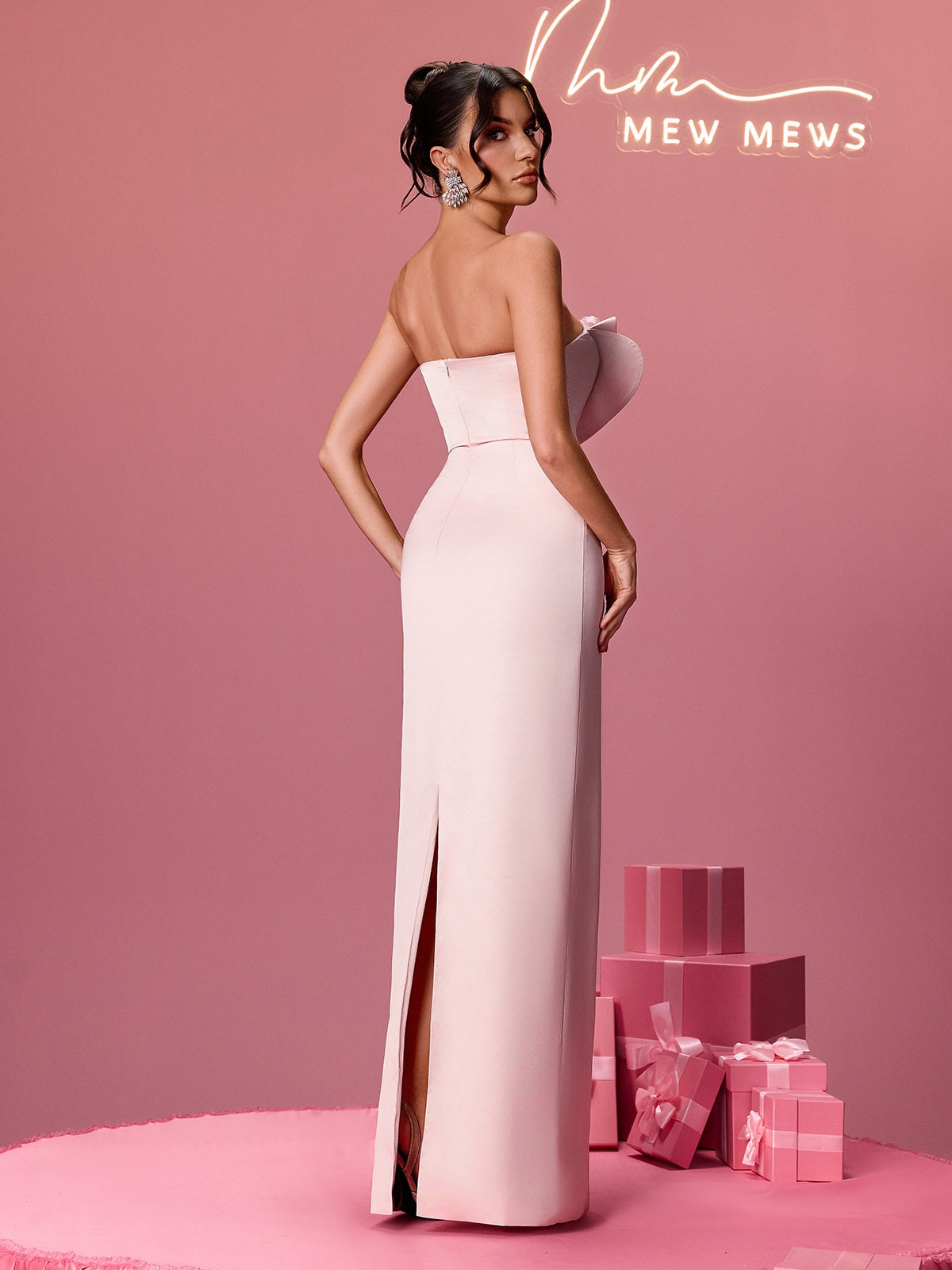 Chaylse Flower Satin Maxi Dress