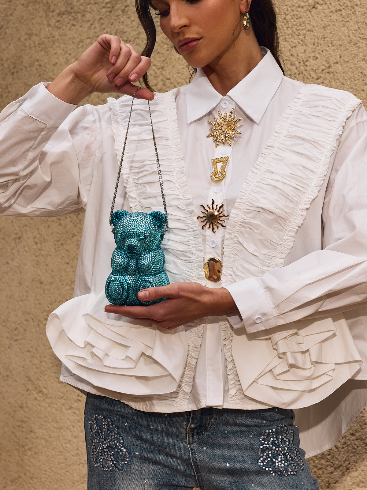 Chermona Bear Rhinestone Bag