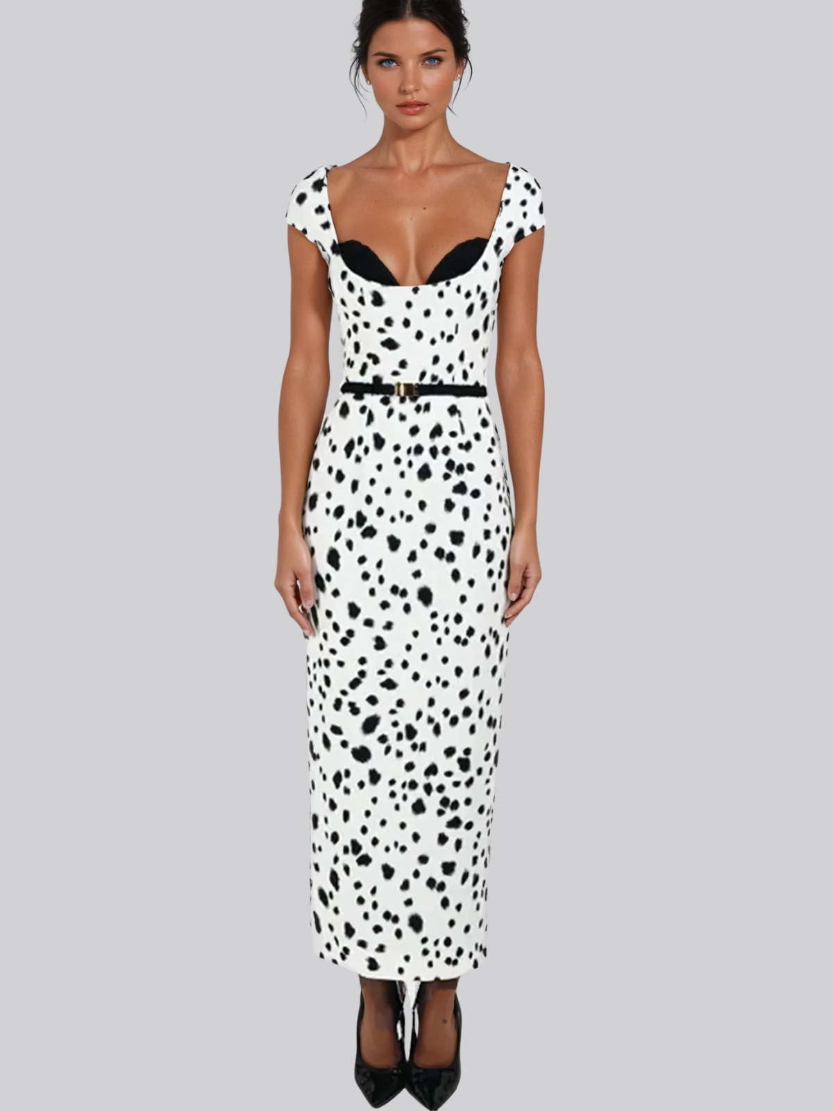 Chitose Dalmatian Bodycon Midi  Dress