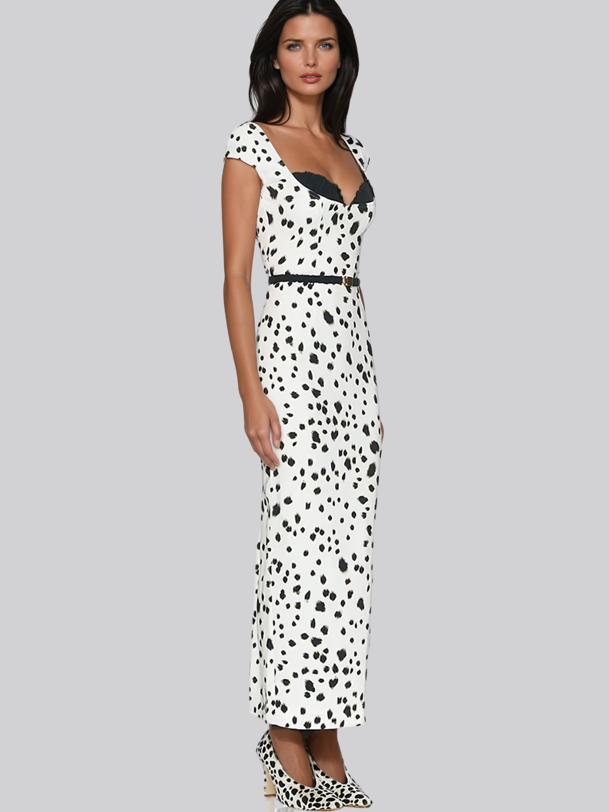 Chitose Dalmatian Bodycon Midi  Dress
