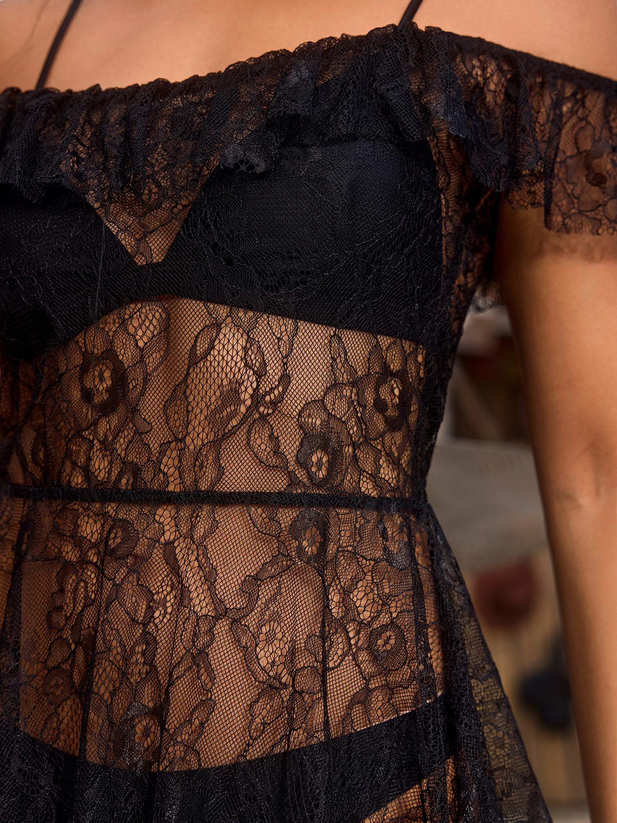 Cicada Lace See Through Mini Dress