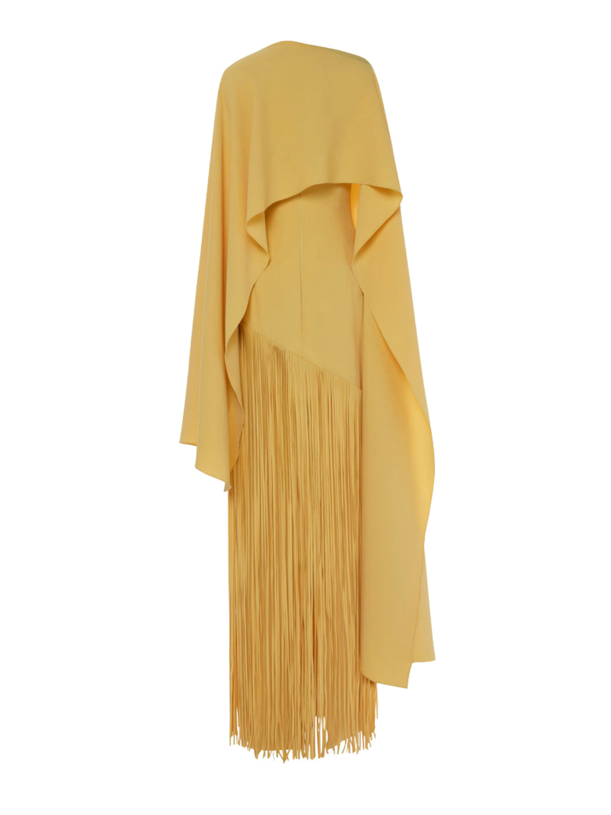 Cindara Shawl Fringe Maxi Dress In Yellow