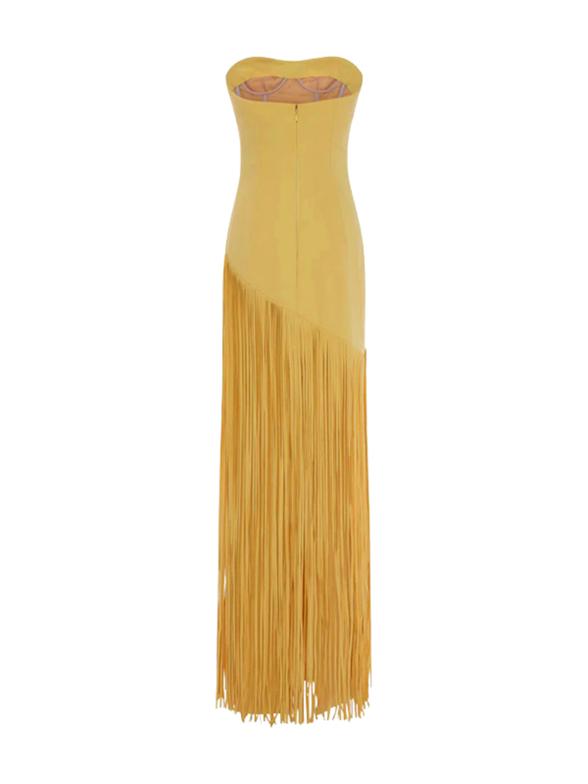 Cindara Shawl Fringe Maxi Dress In Yellow