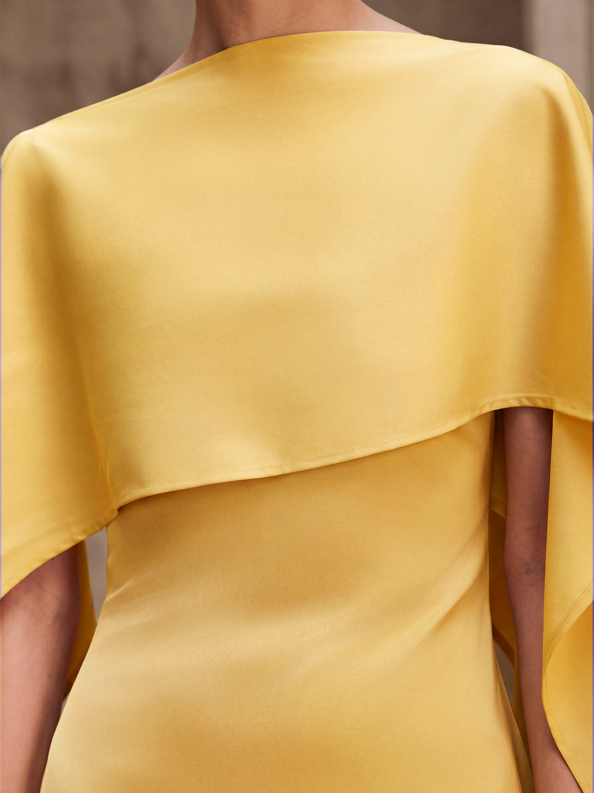 Cindara Shawl Fringe Maxi Dress In Yellow