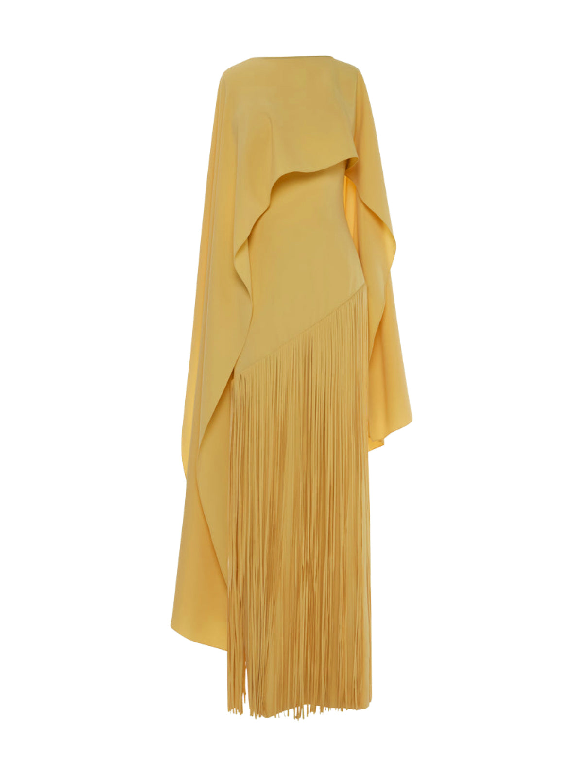 Cindara Shawl Fringe Maxi Dress In Yellow