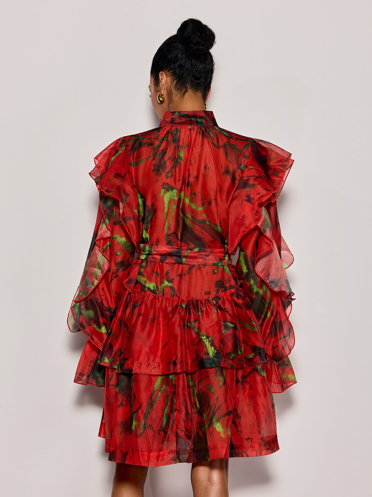 Cintaro Balloon Sleeve Floral Mini Dress