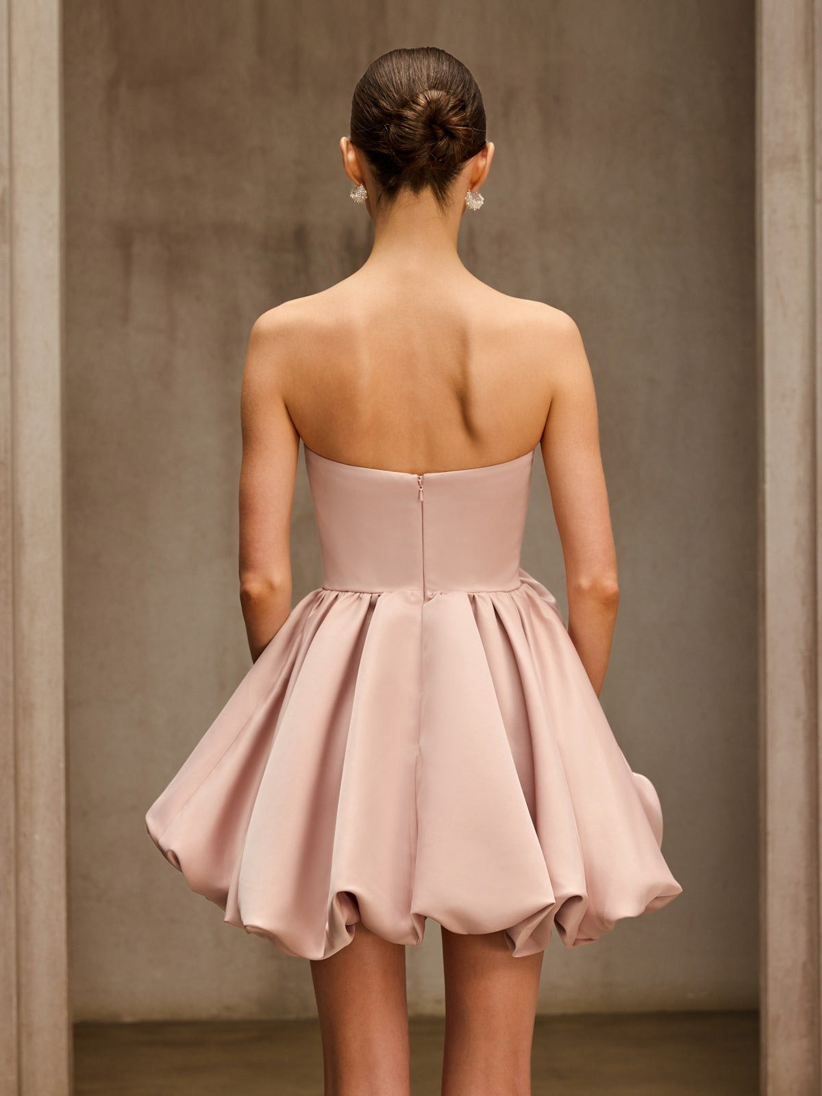 Clovia Strapless Flower Mini Dress In Pink