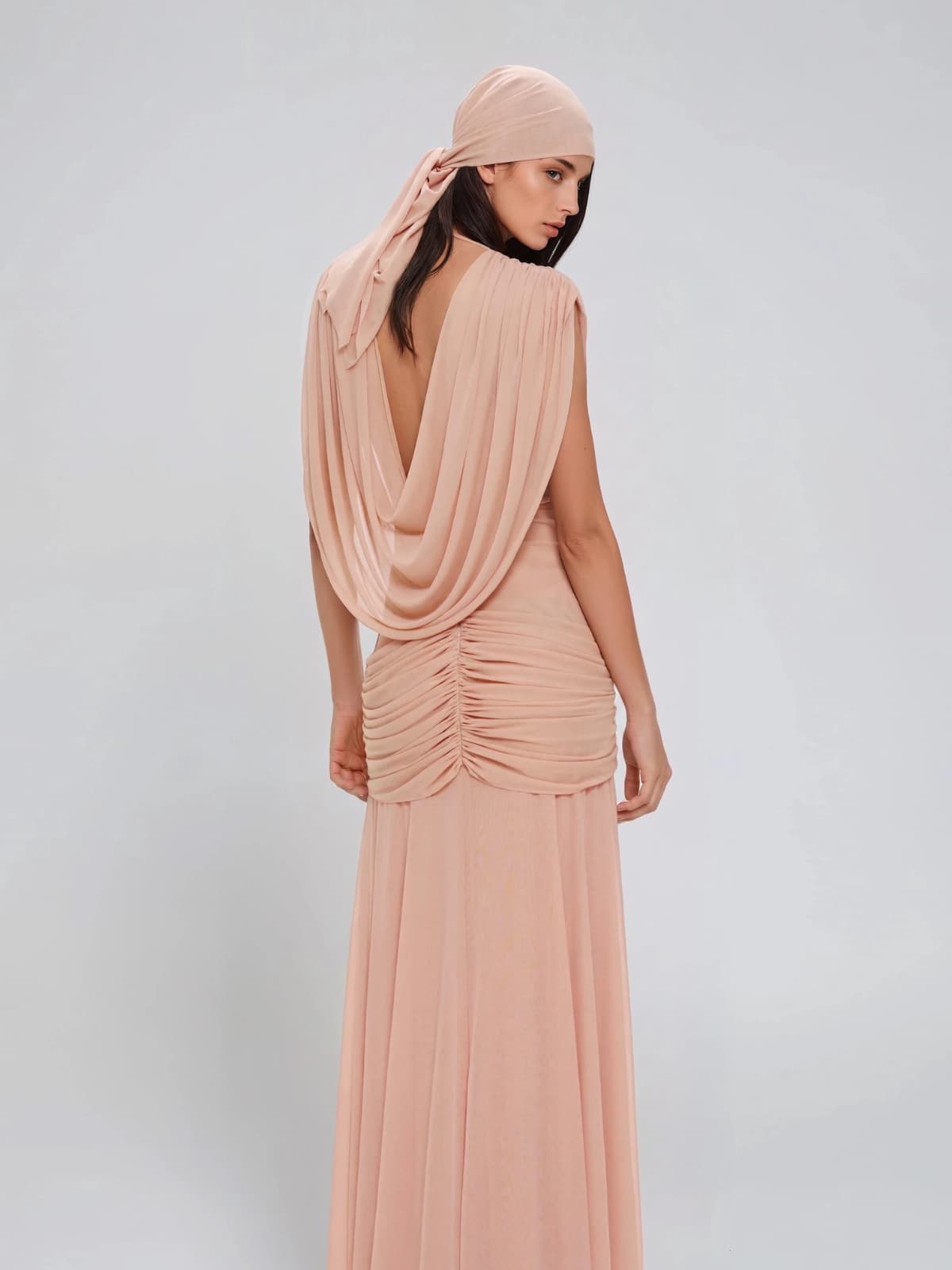 Coran V Neck Ruched Split Maxi Dress In Pink