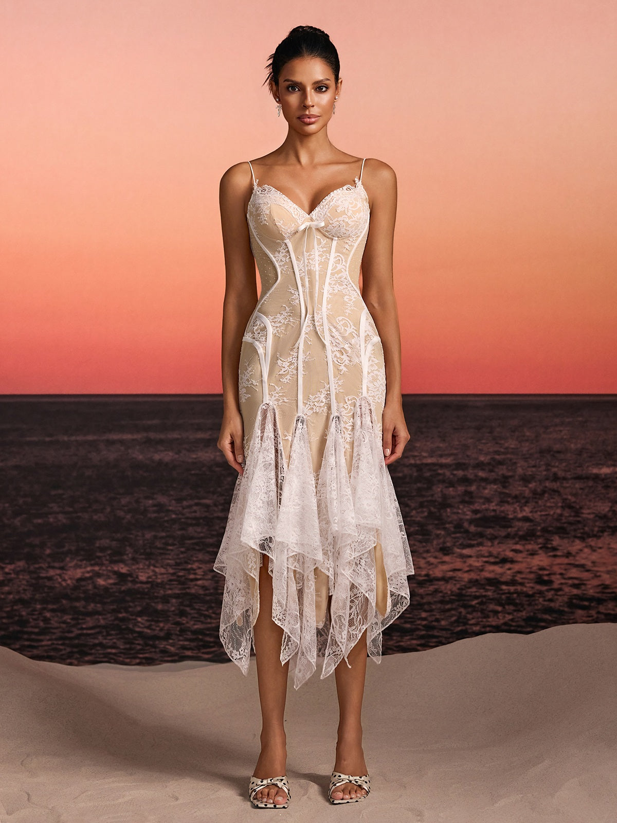 Corath Spaghetti Lace Midi Dress
