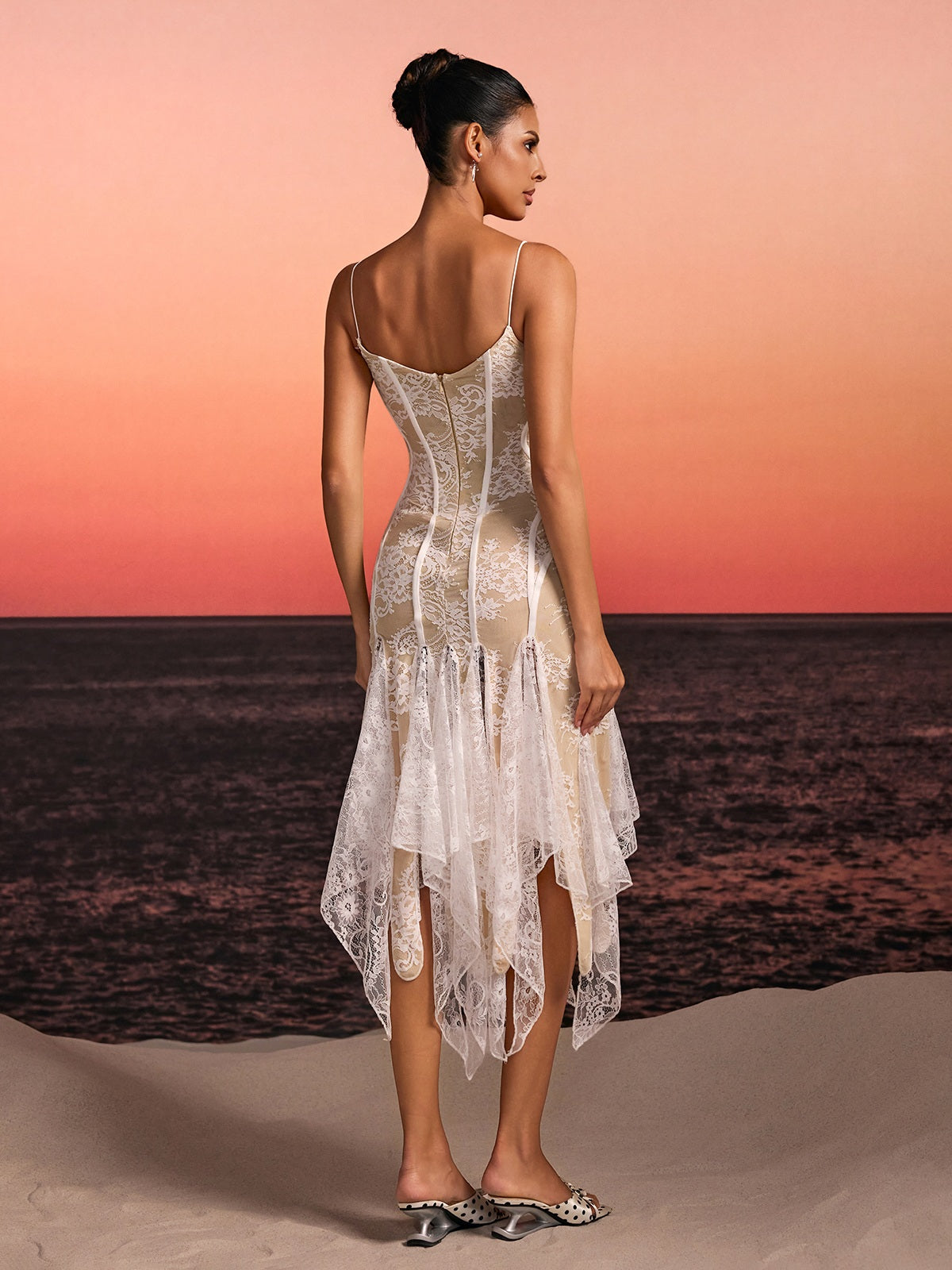 Corath Spaghetti Lace Midi Dress