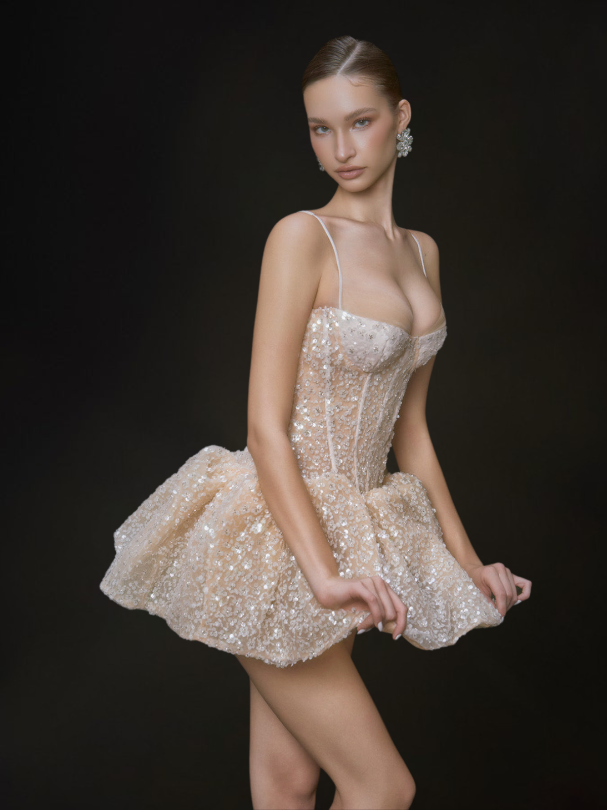 Corten Spaghetti Sequin Mini Dress