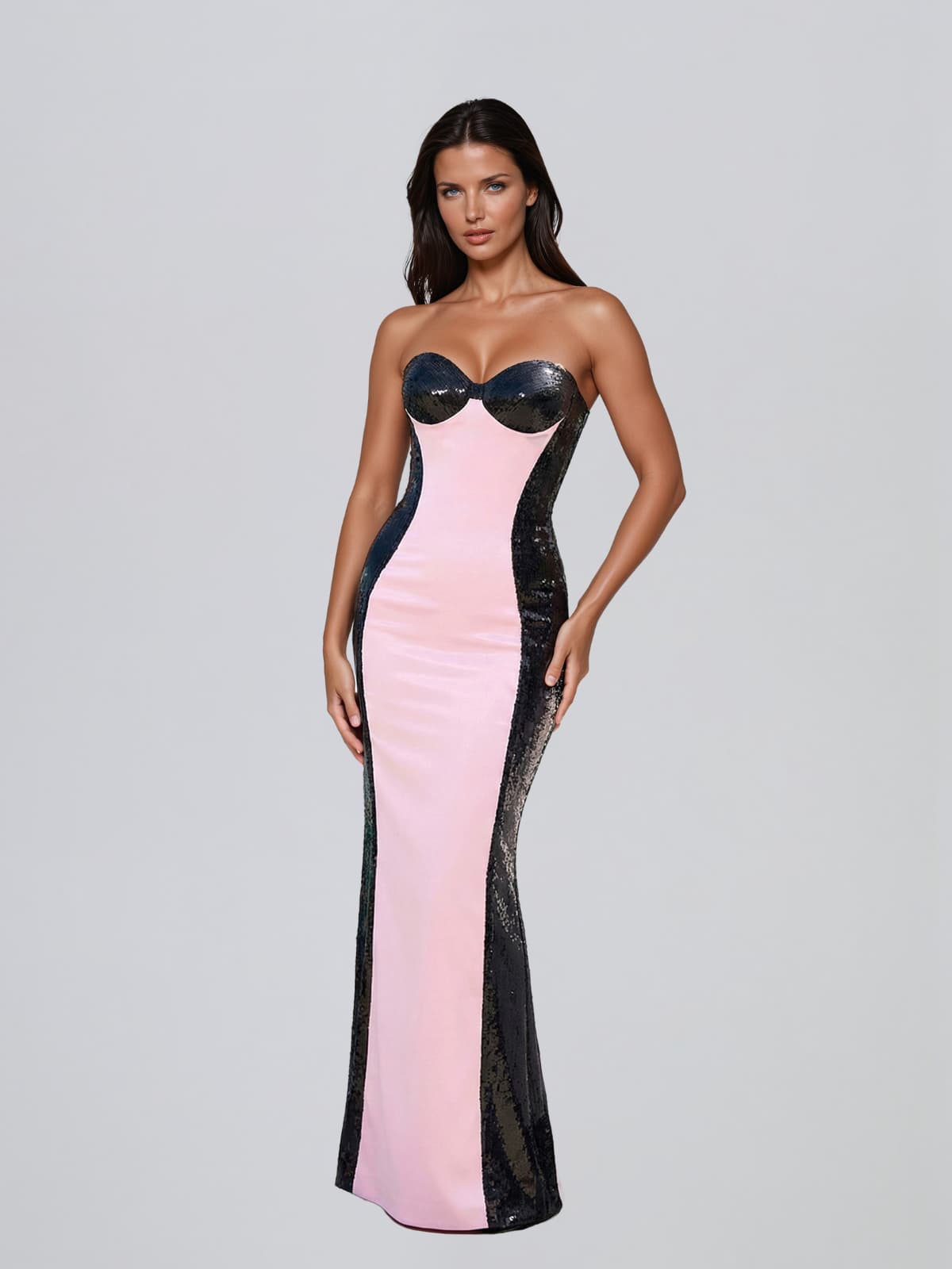 Corvelion Strapless Sequin Maxi Dress
