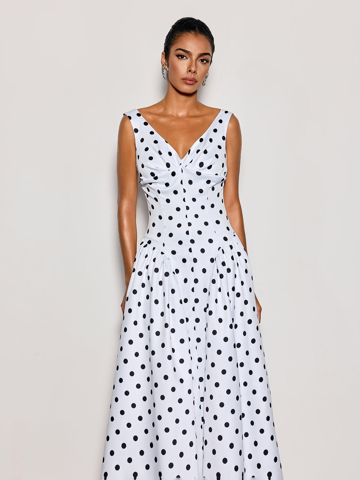 Cybil Sleeveless Dot Midi Dress