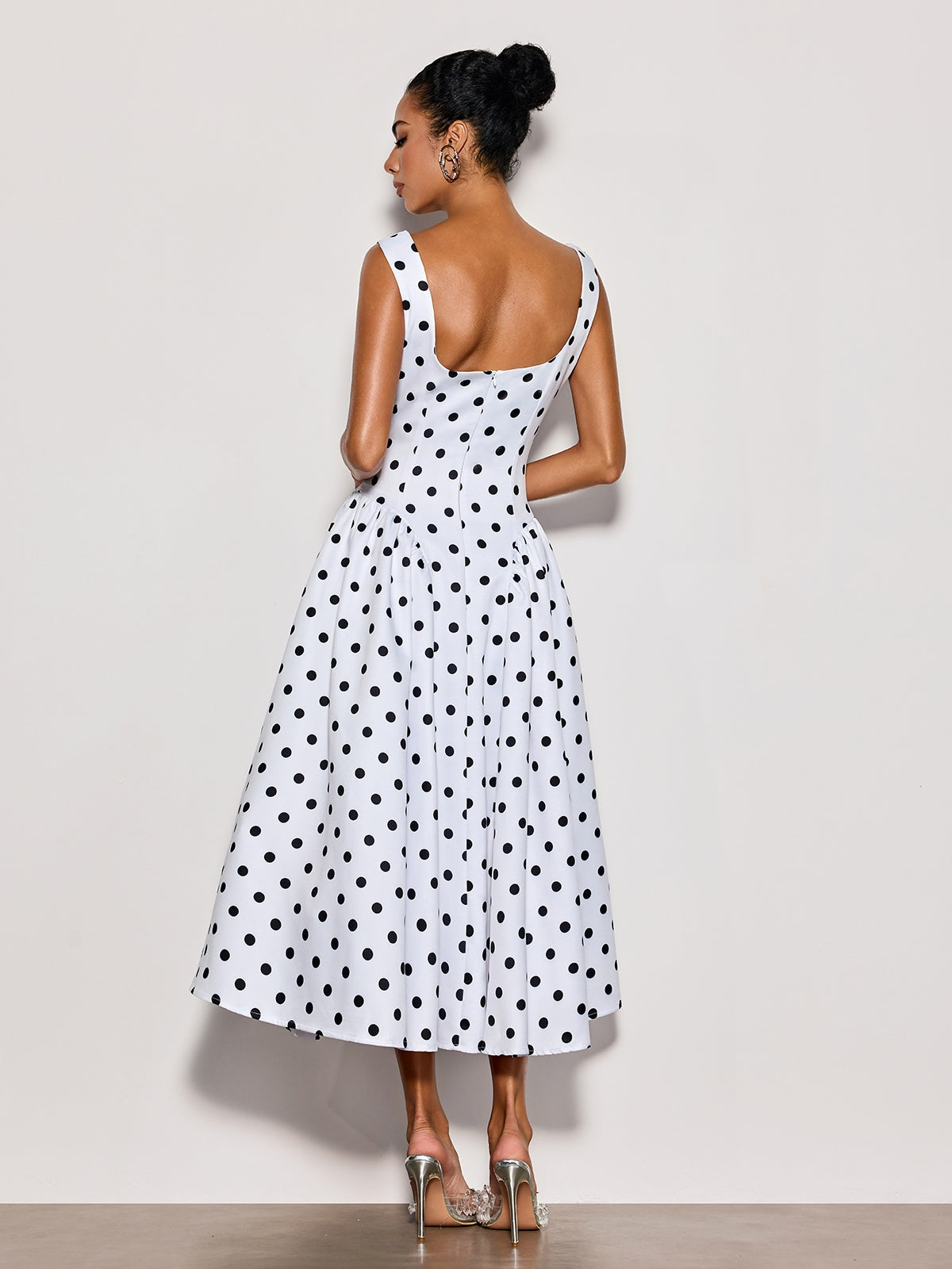 Cybil Sleeveless Dot Midi Dress