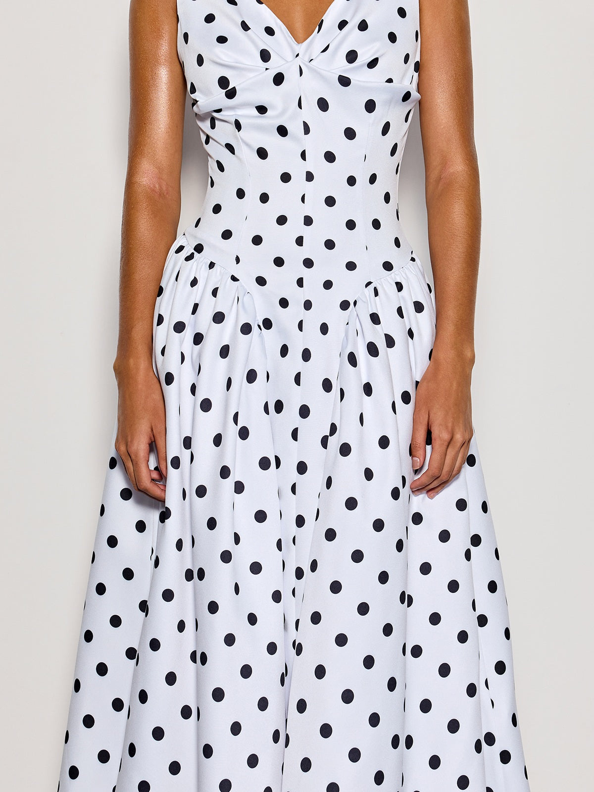 Cybil Sleeveless Dot Midi Dress
