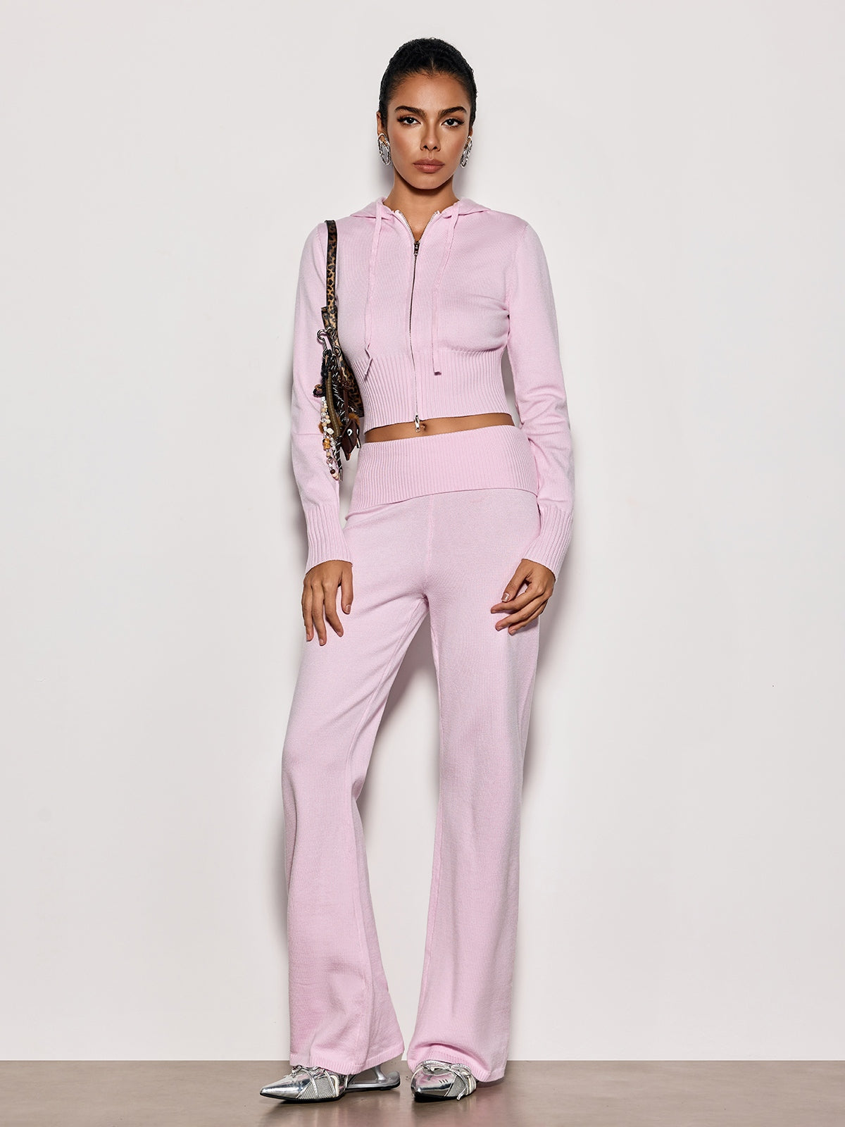 Cybille Hooded Knitted Pants Set