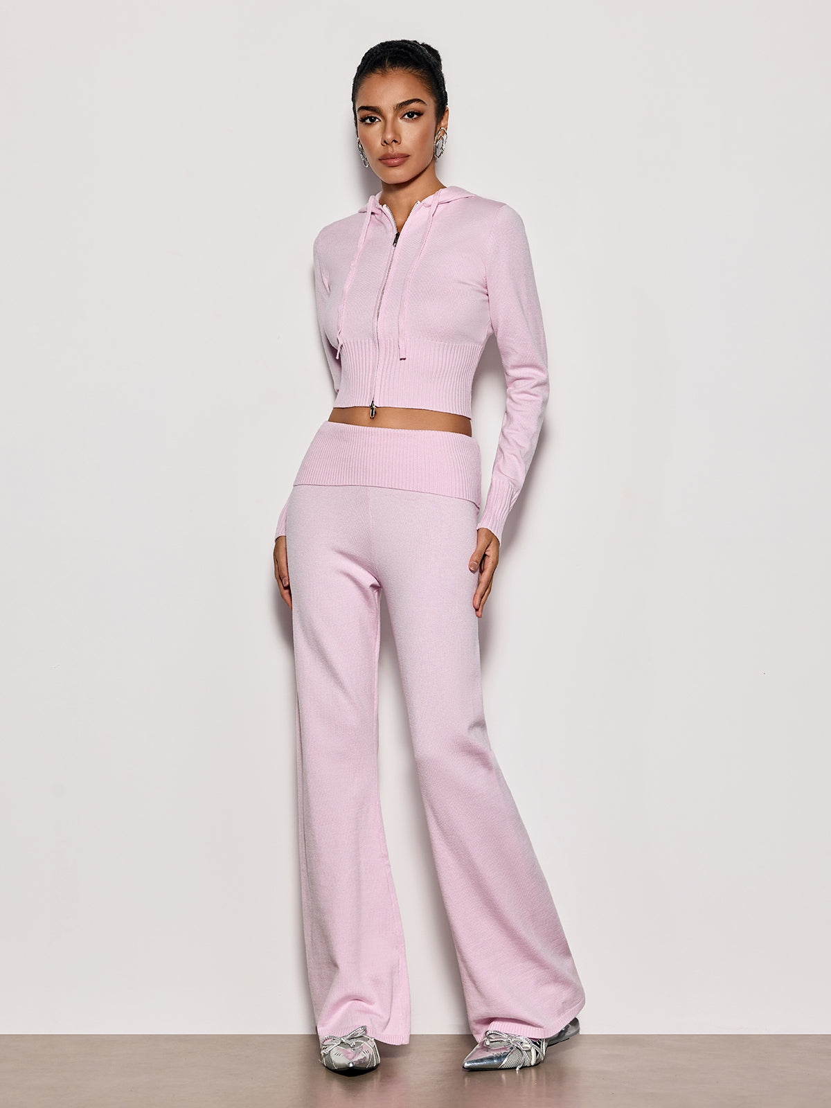 Cybille Hooded Knitted Pants Set