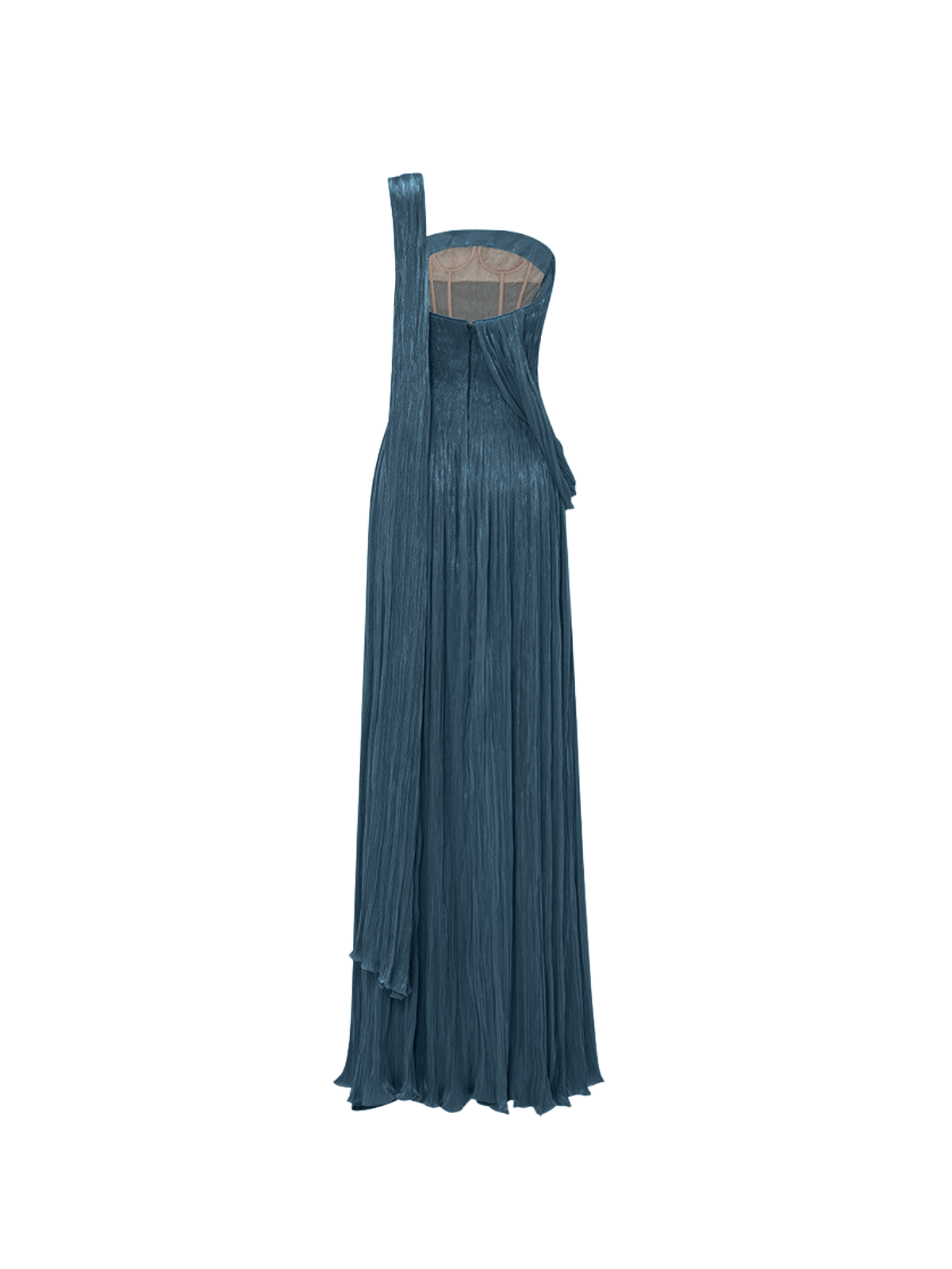 Cynvora Strapless Draped Pleated Maxi Dress