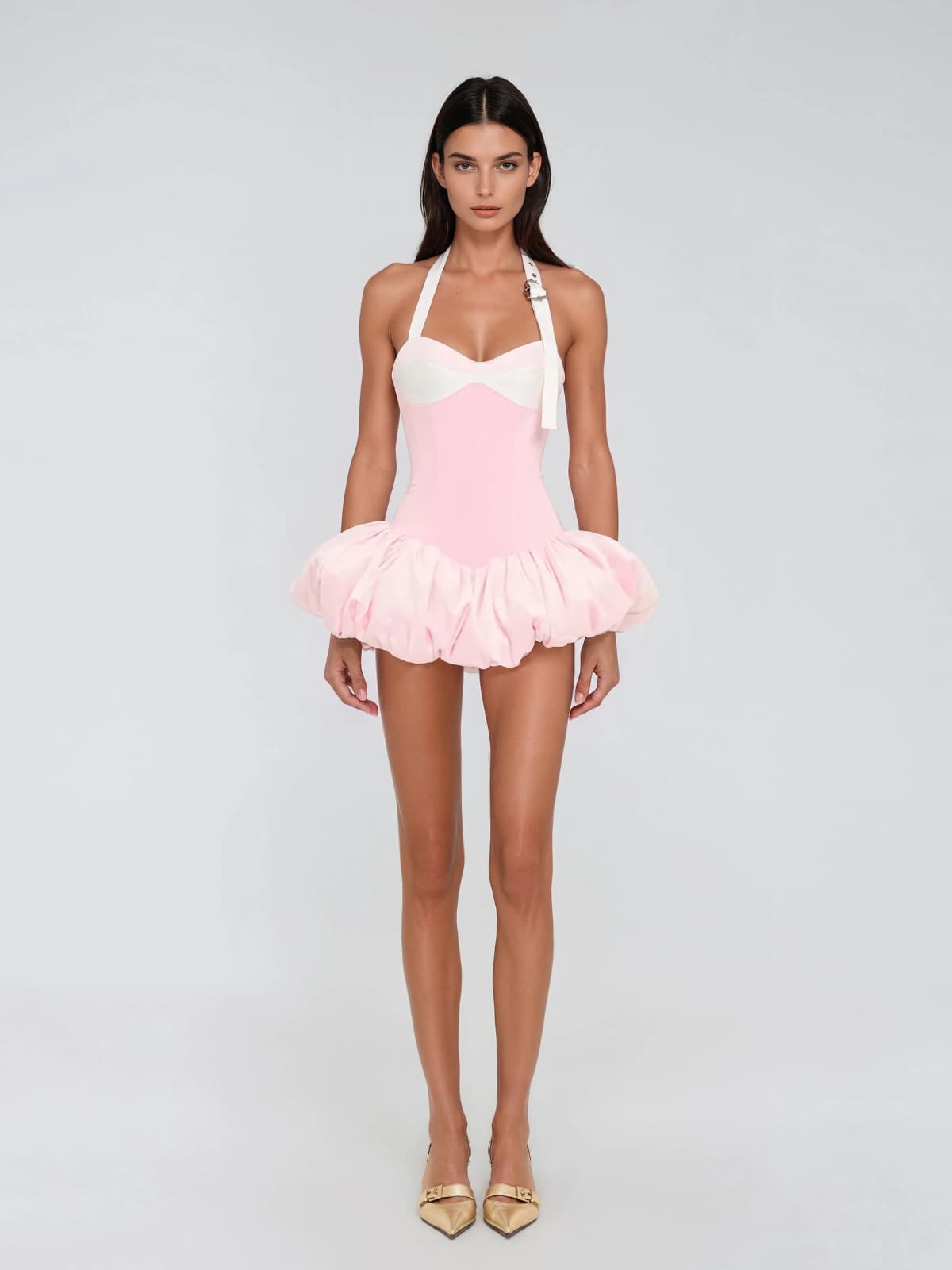 Cyranel Halterneck Corset Bubble Mini Dress