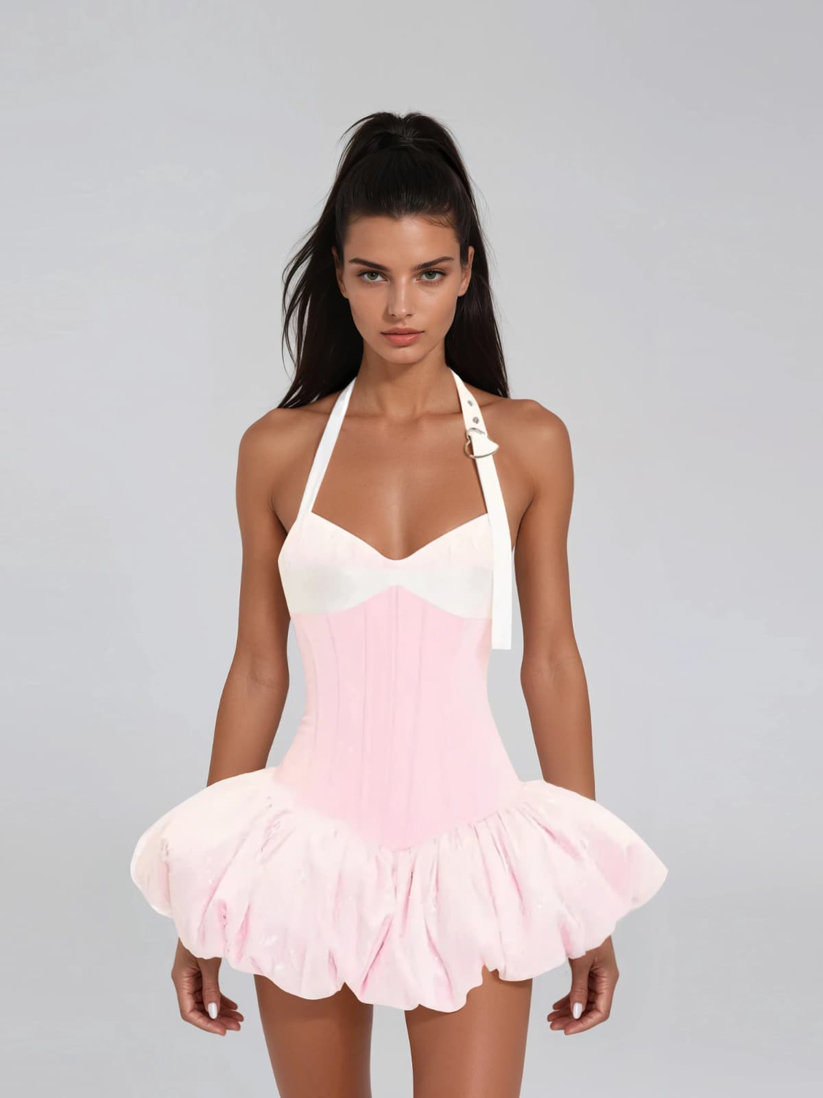Cyranel Halterneck Corset Bubble Mini Dress