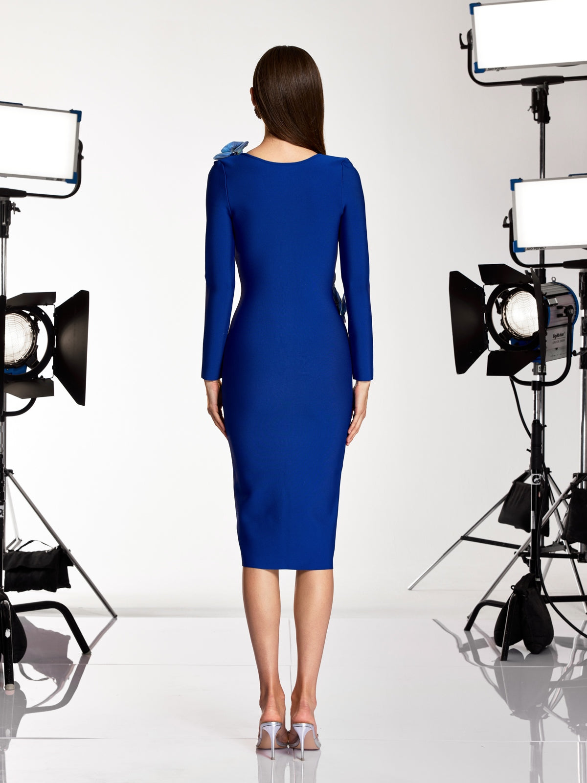 Dacey V Neck Flower Bandage Midi Dress