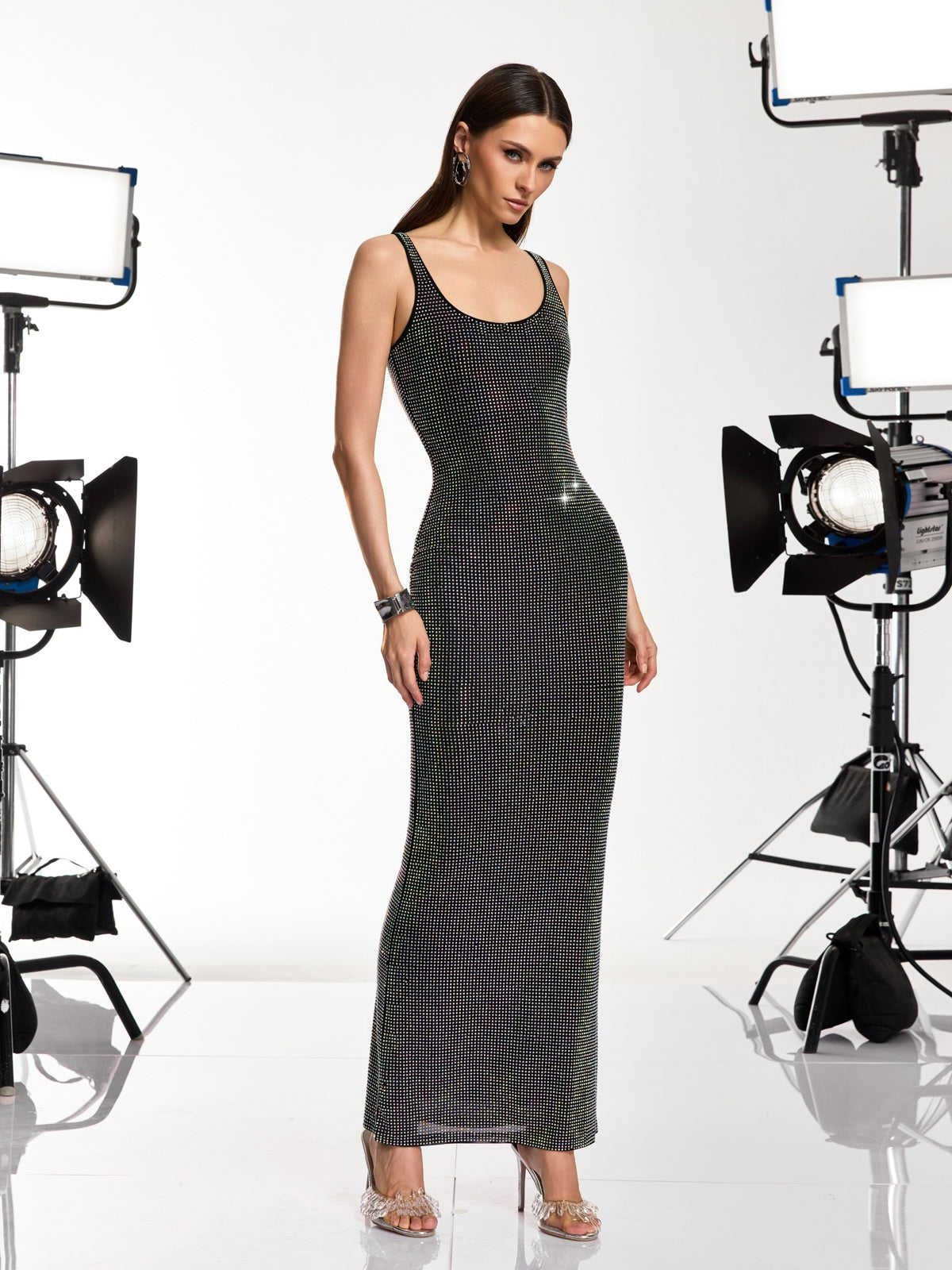 Dalius Sleeveless Rhinestone Maxi Dress