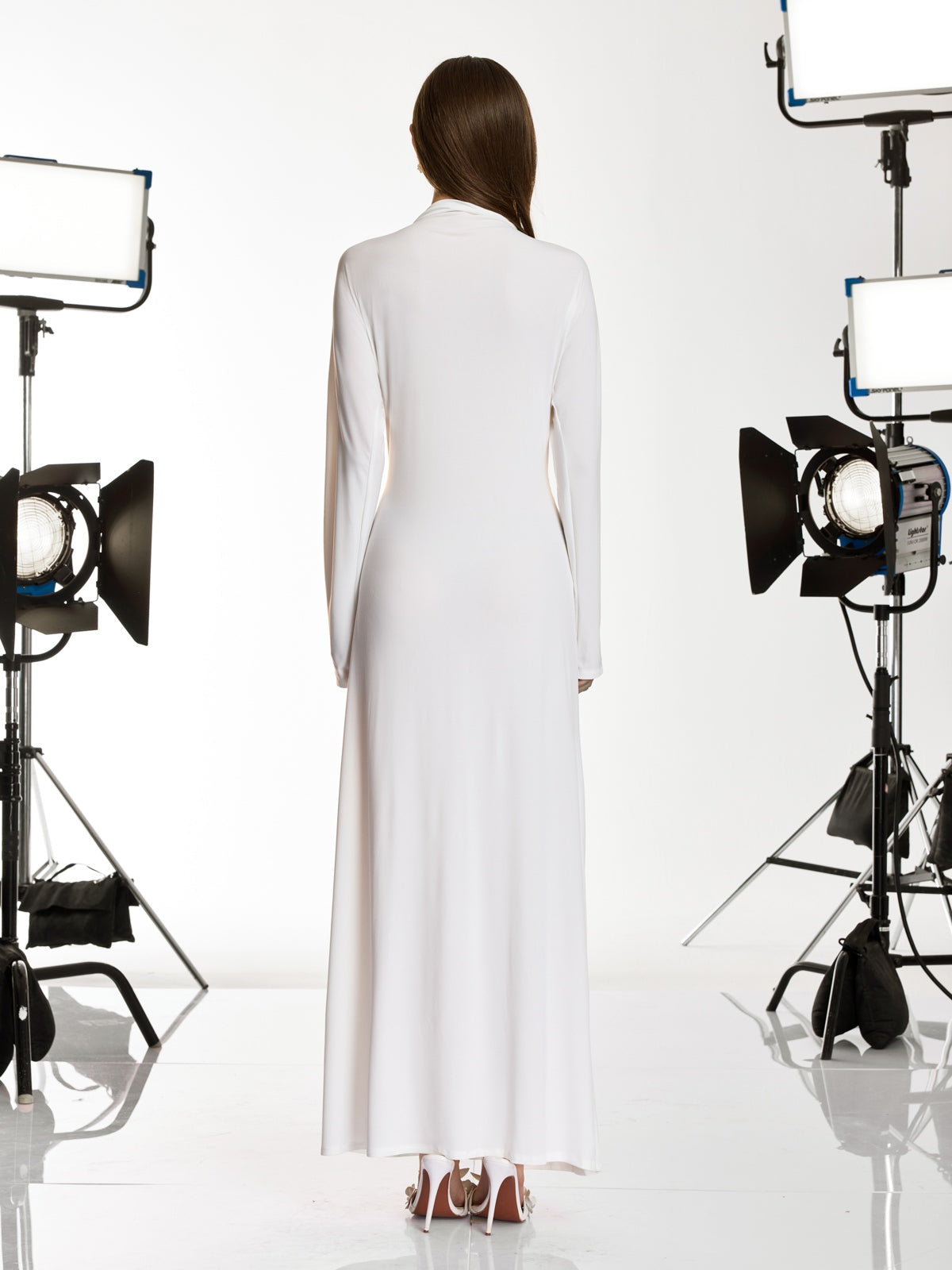 Damali Long Sleeve Heart Rhinestone Maxi Dress