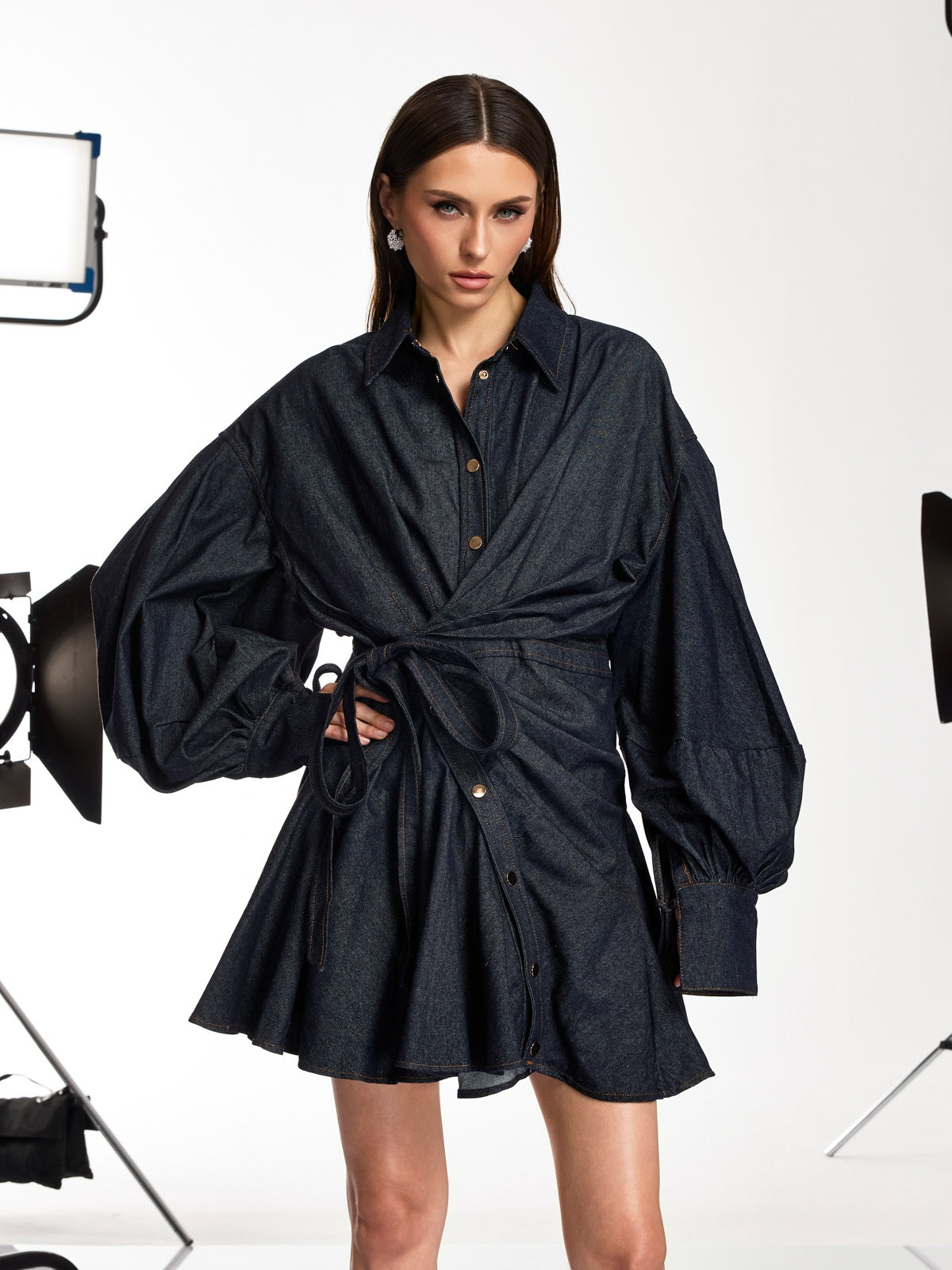 Dameka Collar Denim Mini Dress